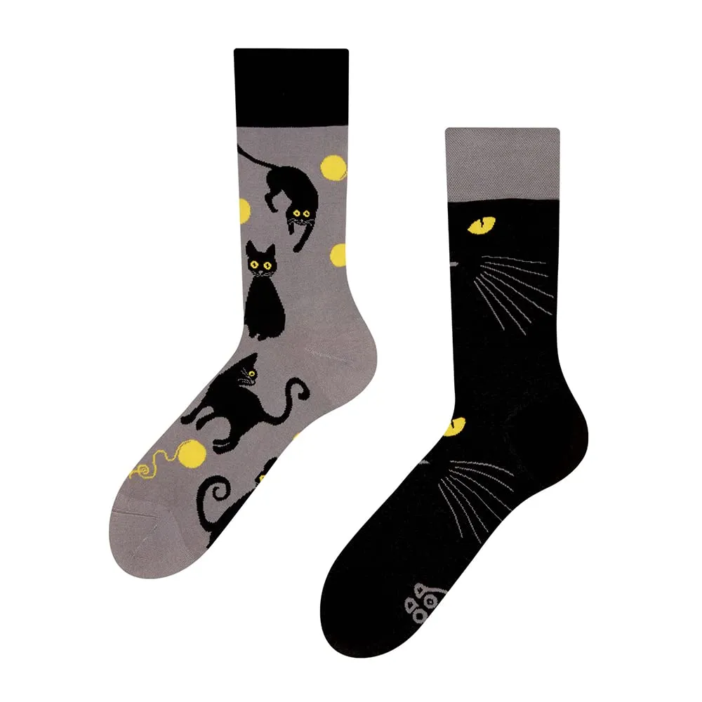 Dedoles Calzini Unisex Donna Uomo & Bambini Calze Cotone con tanti Design divertenti sinistra destra diversi, colore: Grigio, disegno: Occhi di Gatto, taglia: 39-42