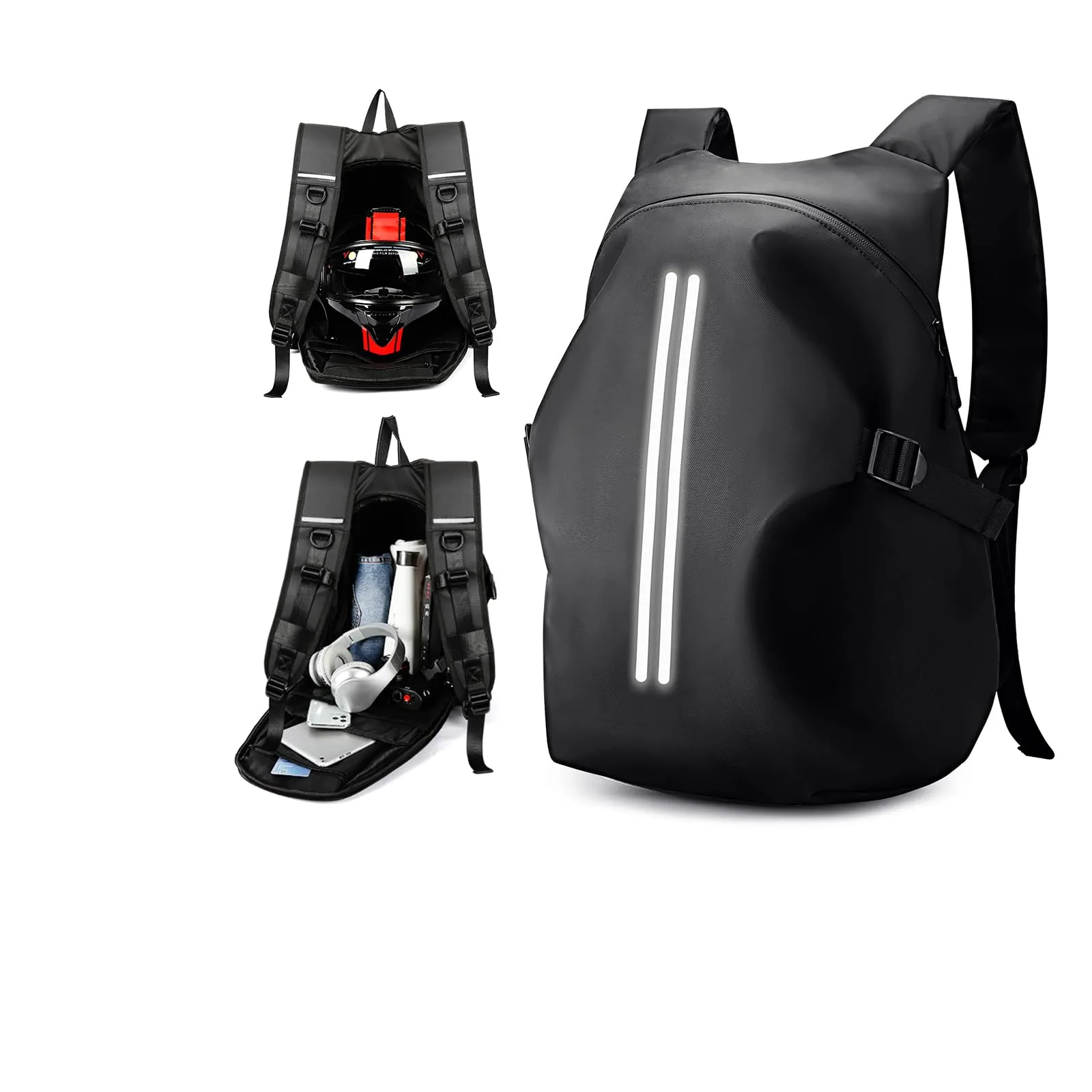 WEPLAN Zaino Moto Impermeabile con Portacasco - Nero