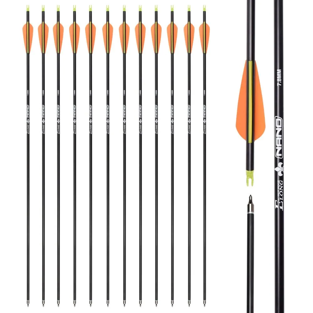 ELONG OUTDOOR 12 Frecce in Carbonio Misto da 31" per Tiro con L'Arco