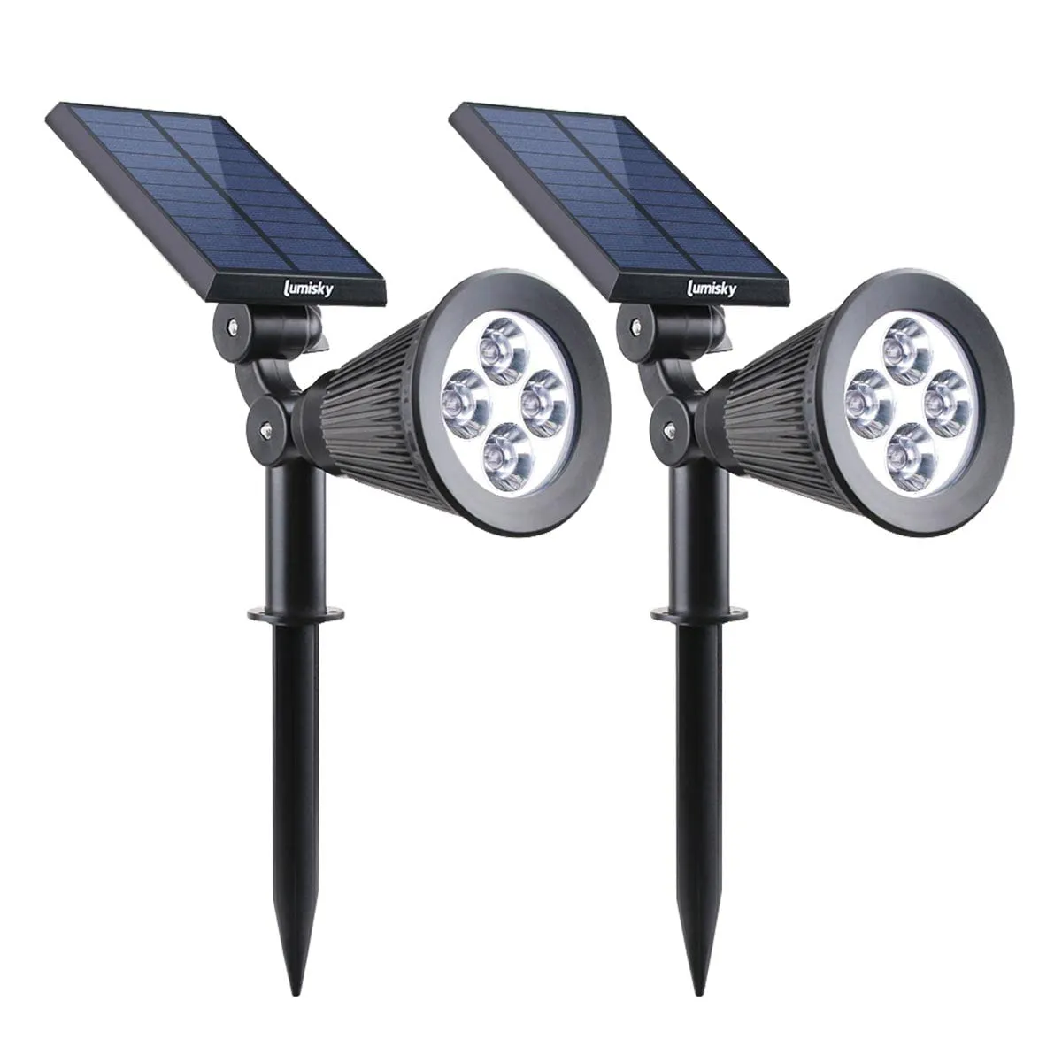 Lumisky Spiky W34 - Set di 2 Faretti Solari LED 2 in 1 per Esterno