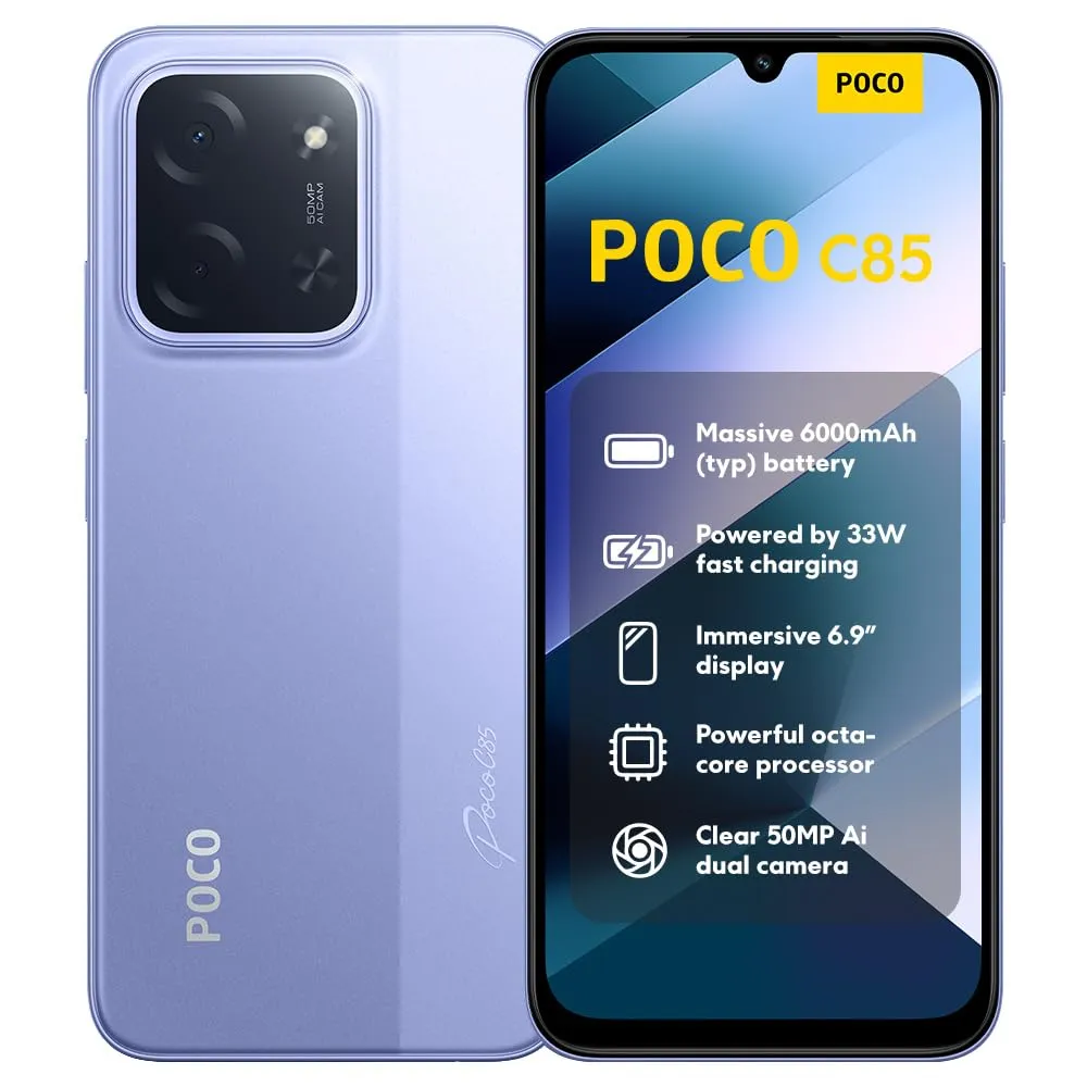 Xiaomi POCO C85 6+128GB Viola - Smartphone con Display 6.9" 120Hz e Doppia Fotocamera AI 50MP