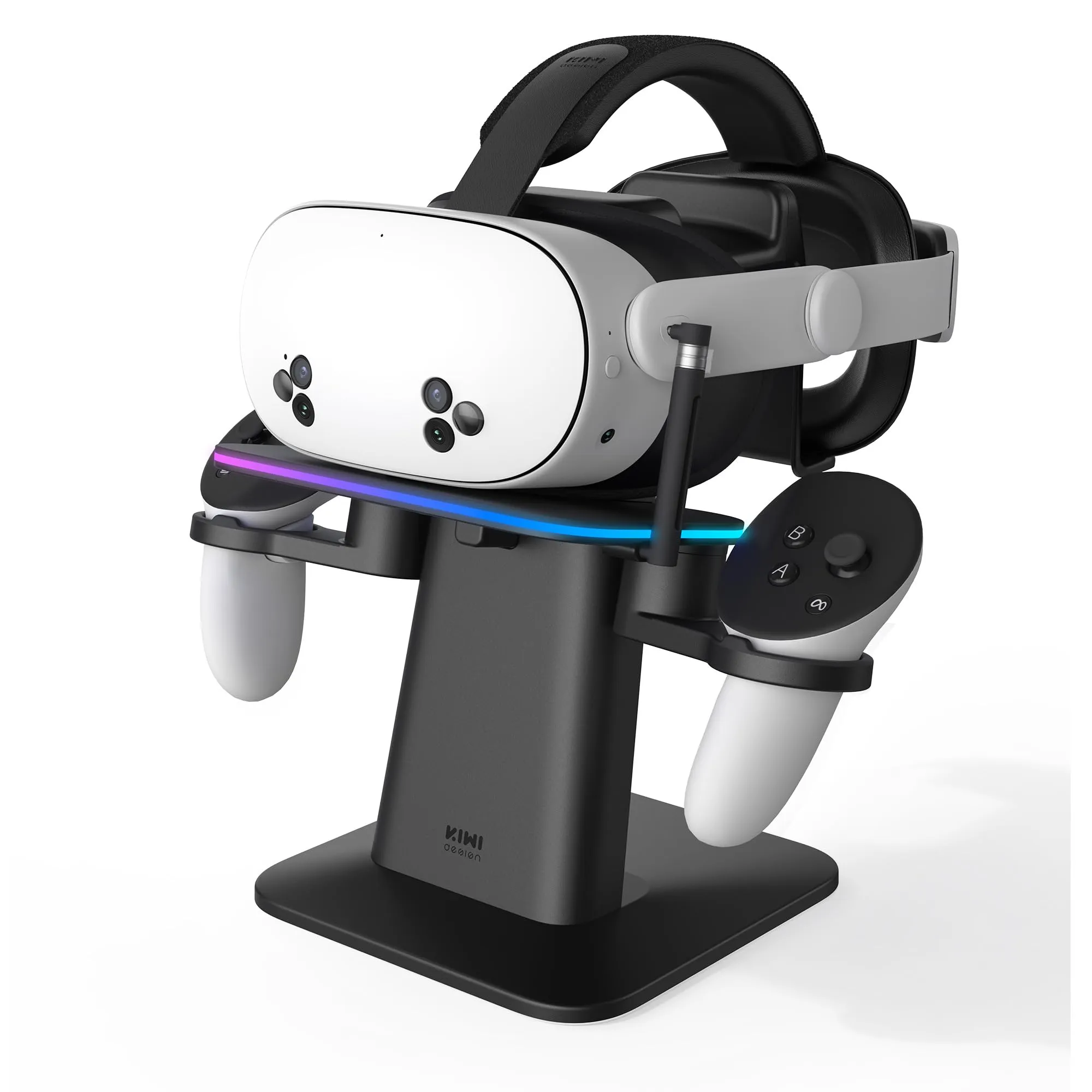 KIWI design Dock di Ricarica RGB per Meta Quest 3S/Quest 3/Quest 2/Quest Pro - Autorizzato da Meta