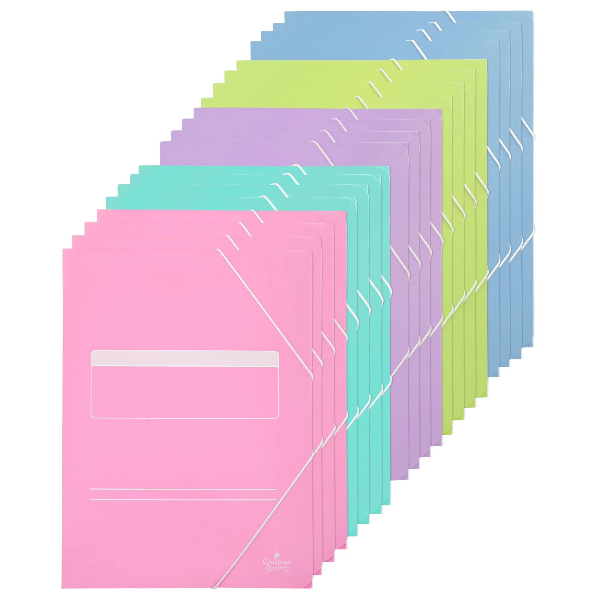 StarPLAST Cartelline con Lembi ed Elastico, A4, 5 Colori Pastello - Confezione da 20