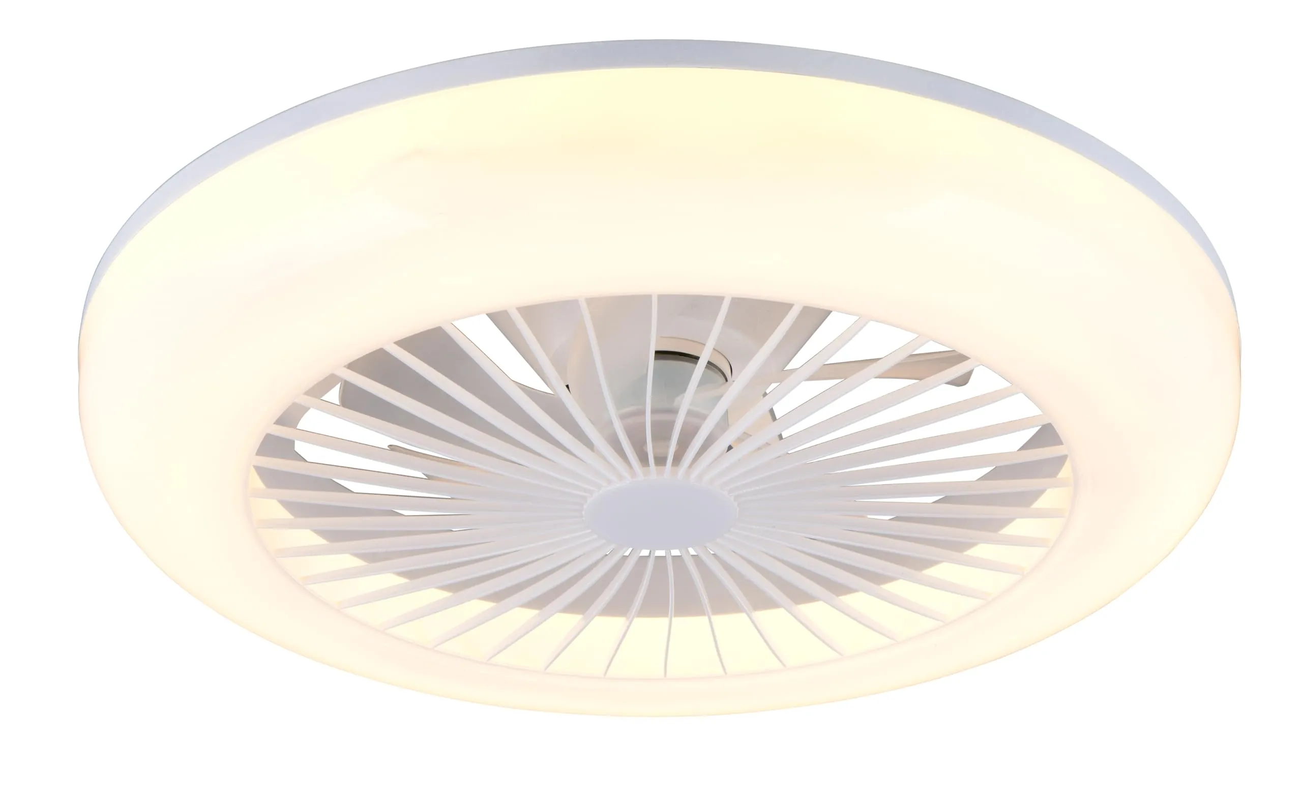 Reality Leuchten Ventilatore da Soffitto LED MORA, Bianco, Dimmerabile