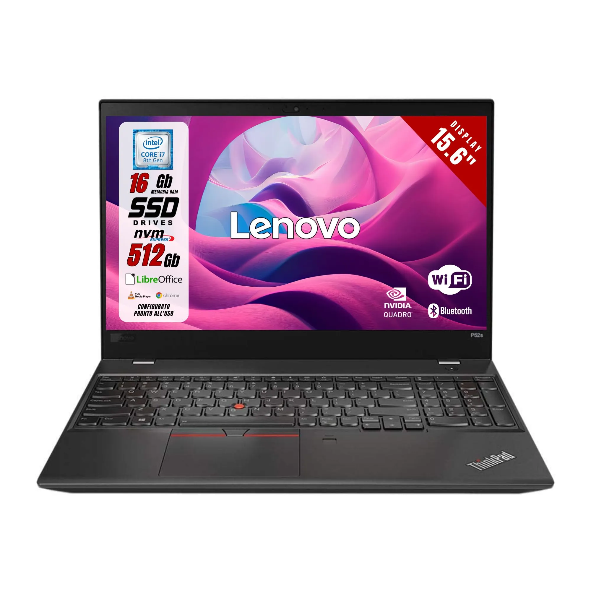 Lenovo ThinkPad - Notebook Ricondizionato con Intel i7, 16GB RAM, SSD 512GB e GPU Quadro P1000