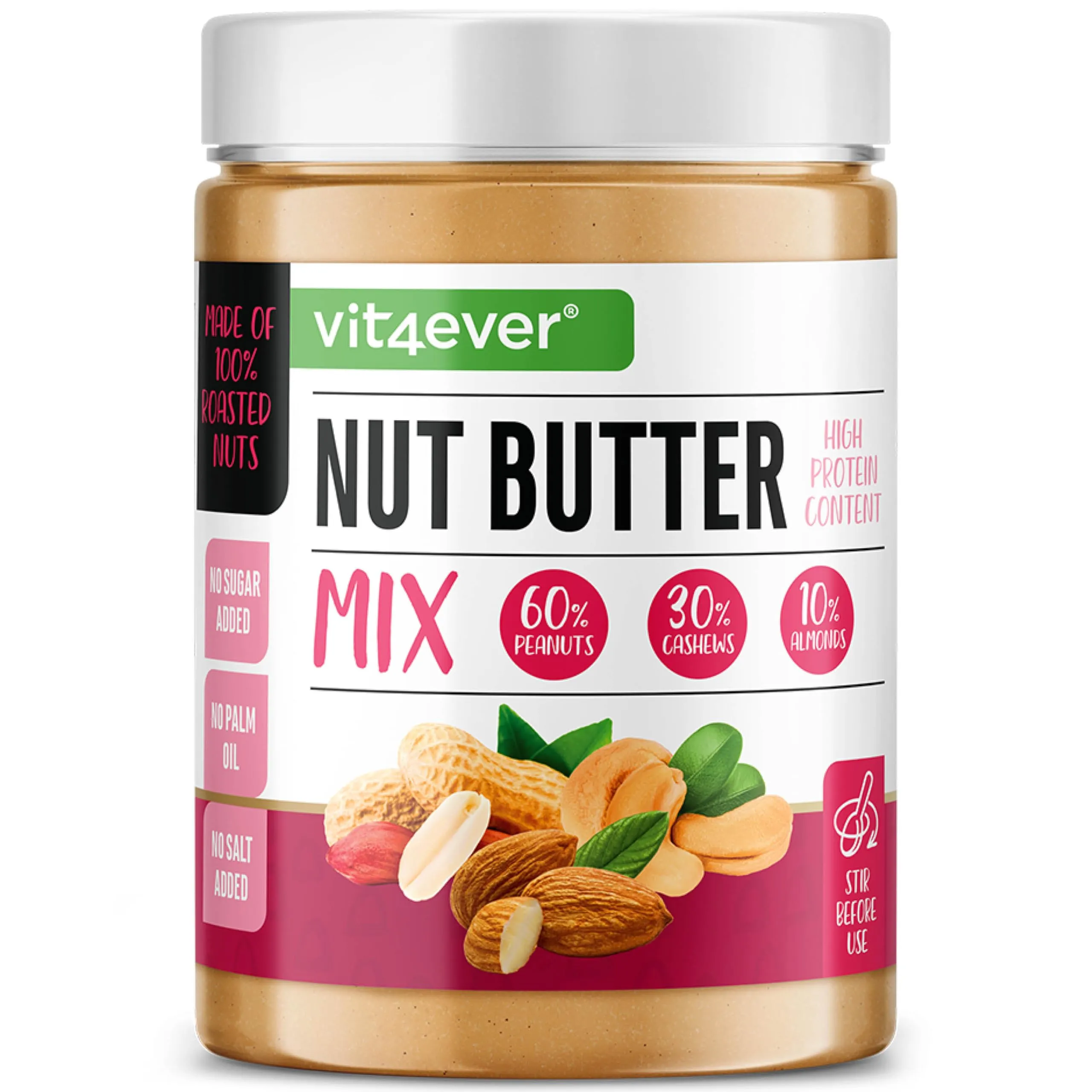Burro di arachidi, anacardi e mandorle Vit4ever - Cremoso e naturale - 1kg