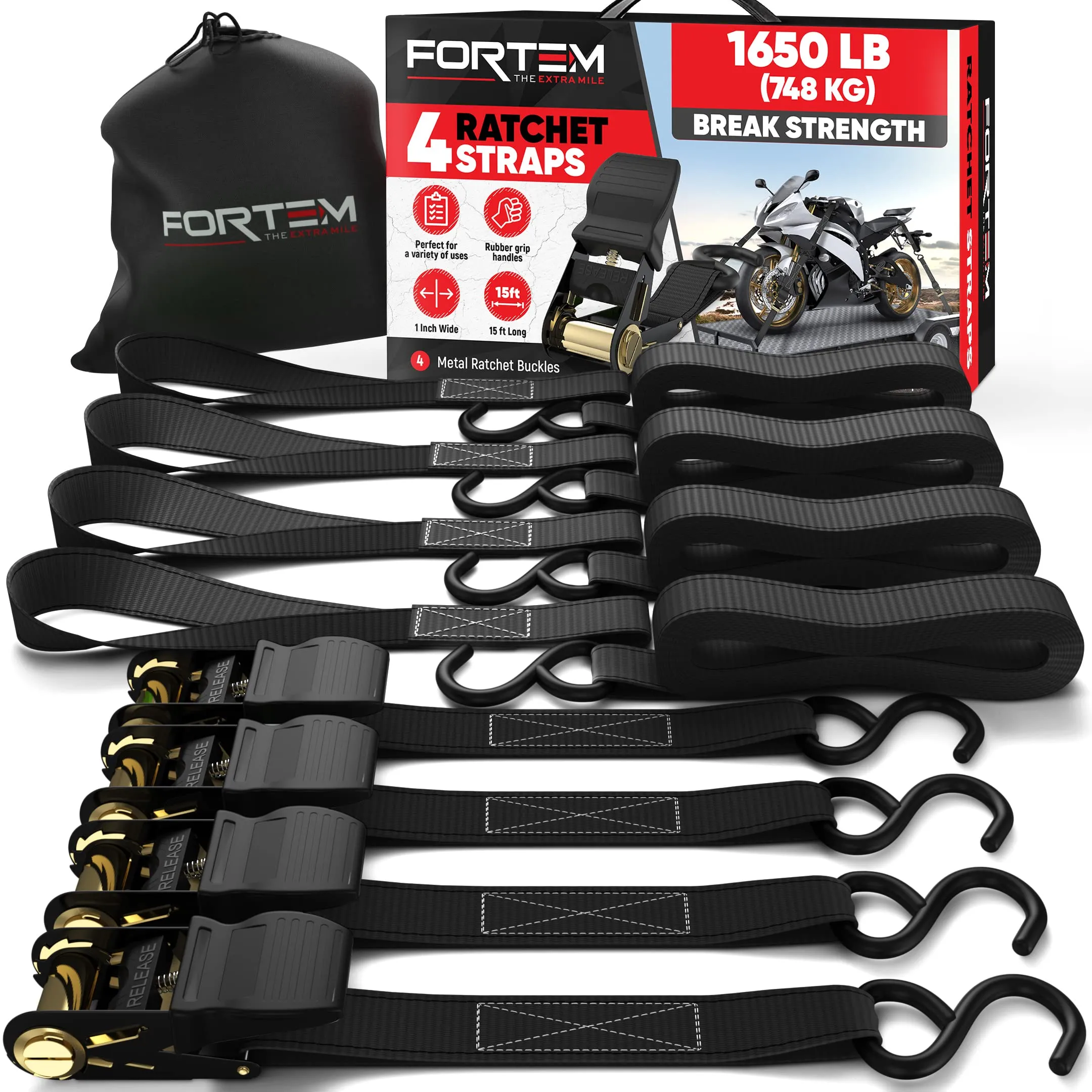 FORTEM Cinghie a Cricchetto Set da 4