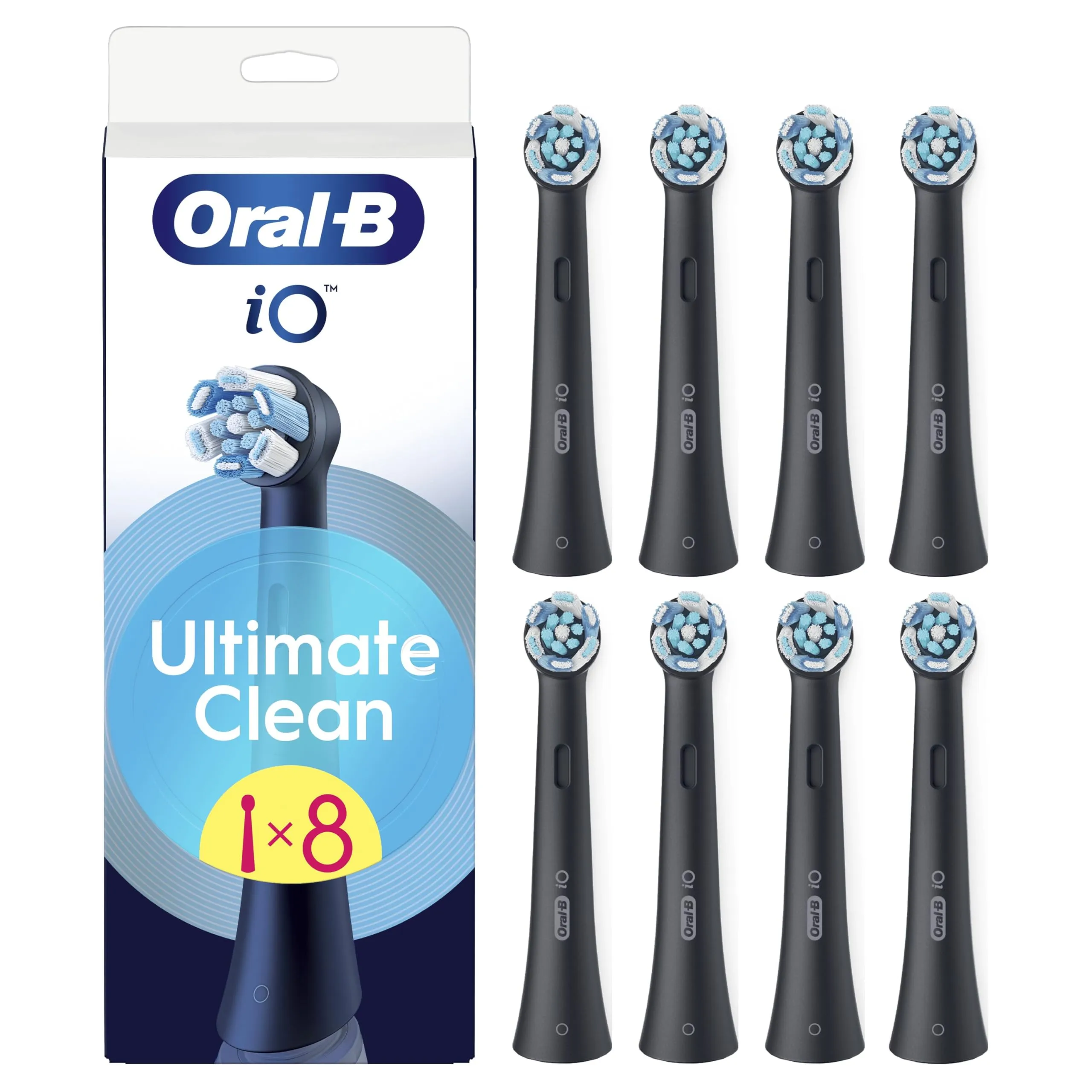 Oral-B iO Series Ultimate Clean Testine di Ricambio Nere, 8 Pezzi