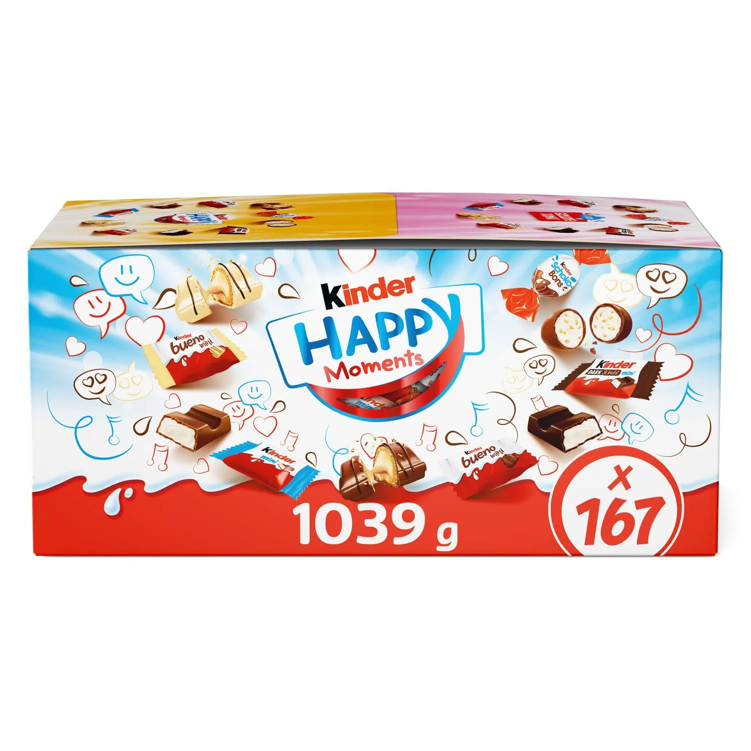 Kinder Happy Moments - 167 Cioccolatini Assortiti Kinder, Mix di Snack Dolci in Formato Mini