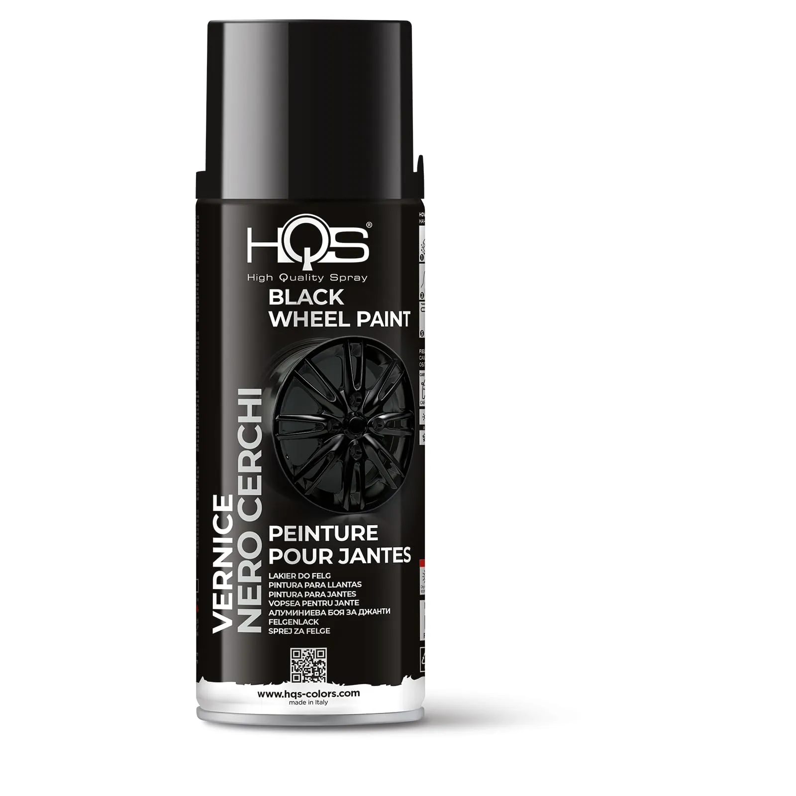 HQS Bomboletta di Vernice Spray 400ml per Cerchi Auto e Moto - Nero Lucido