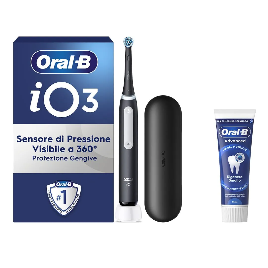 Oral-B iO 3N Nero Spazzolino Elettrico Ricaricabile + Dentifricio Gengive & Smalto Pro-Repair