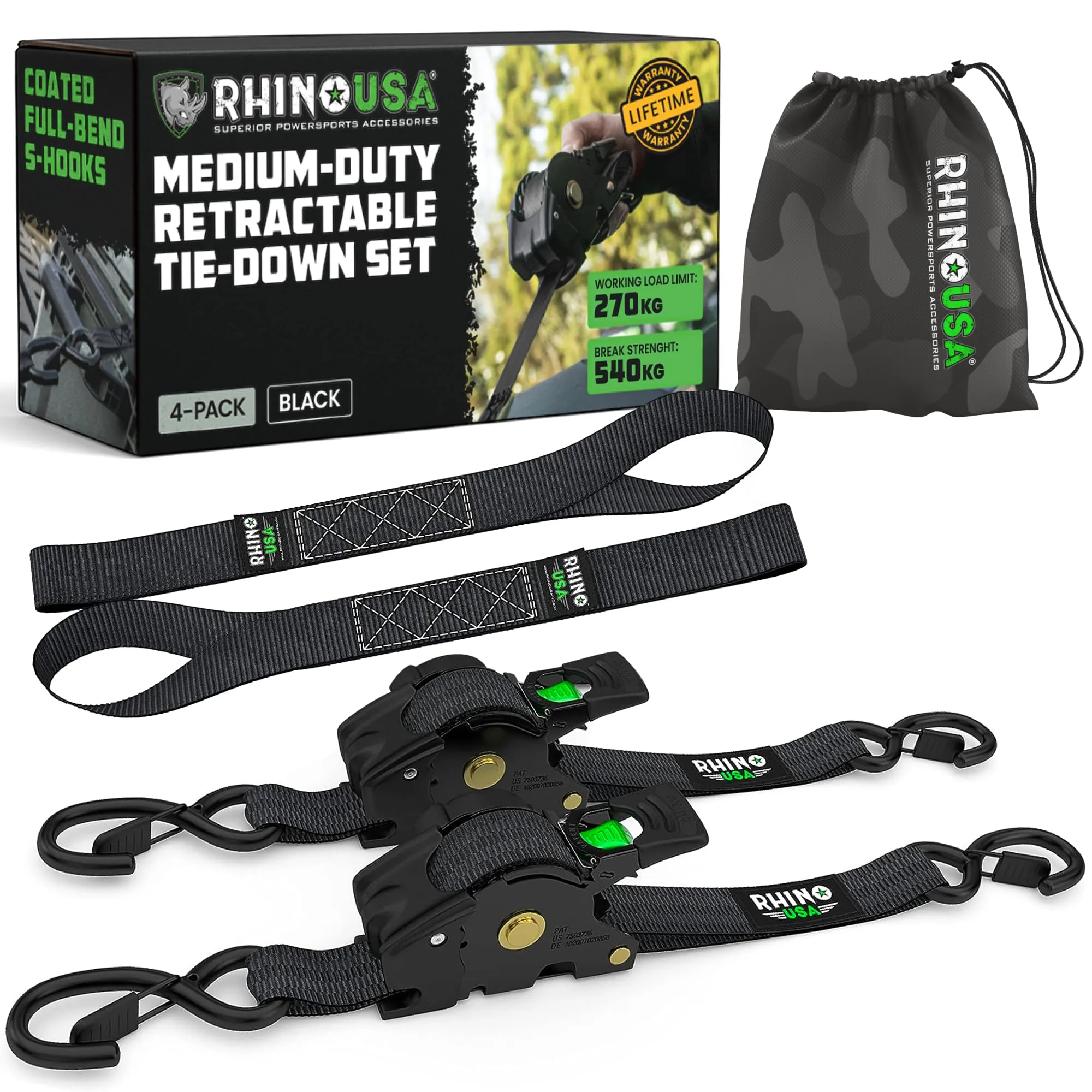 Rhino USA Cinghie di Ancoraggio Retrattili a Cricchetto