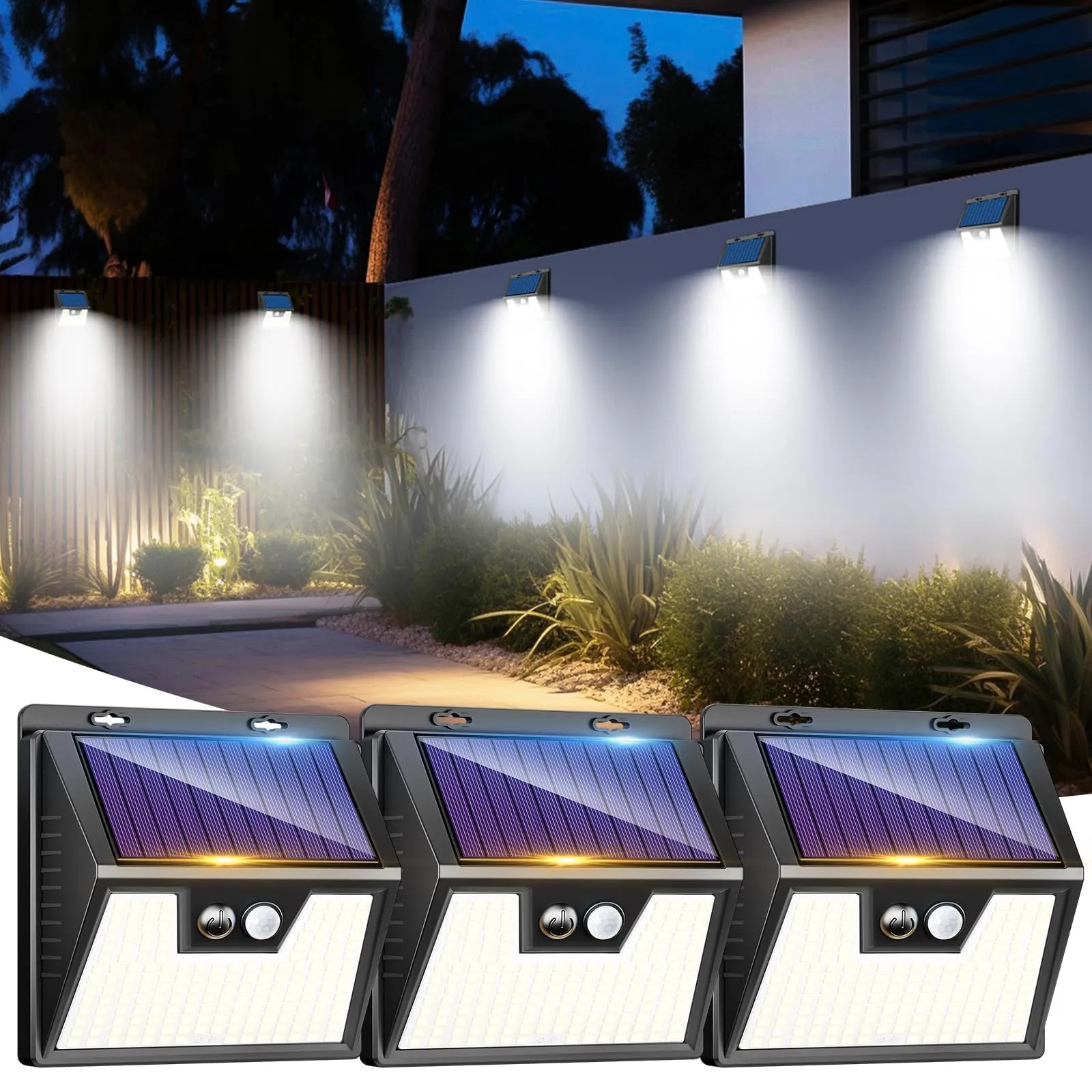 LOTMOS 3 Pezzi Luce Solare LED Esterno con Sensore di Movimento