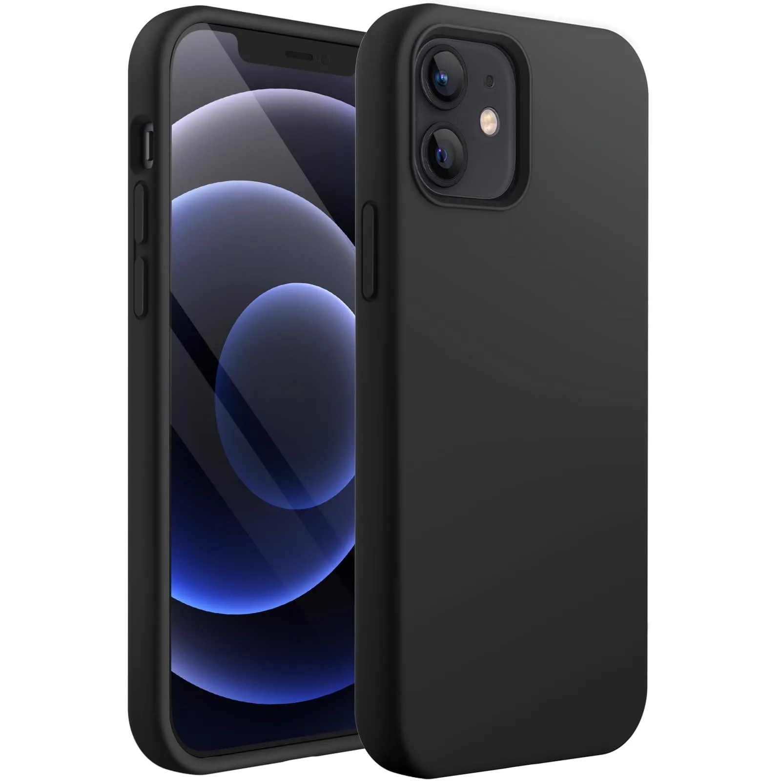 JETech Cover Silicone per iPhone 12/12 Pro (6,1") - Nero