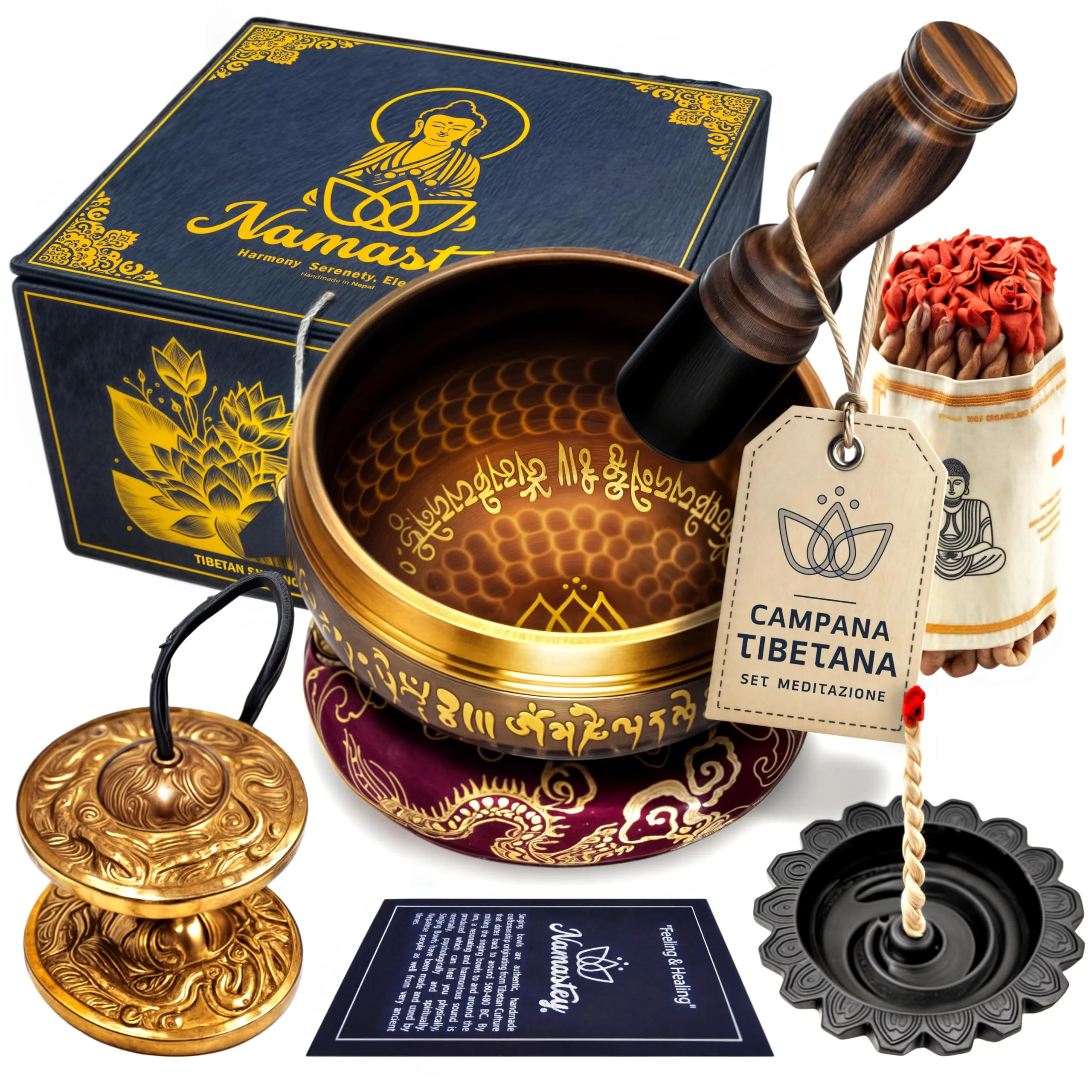 Set Campana Tibetana e Accessori per Meditazione NAMASTEY®