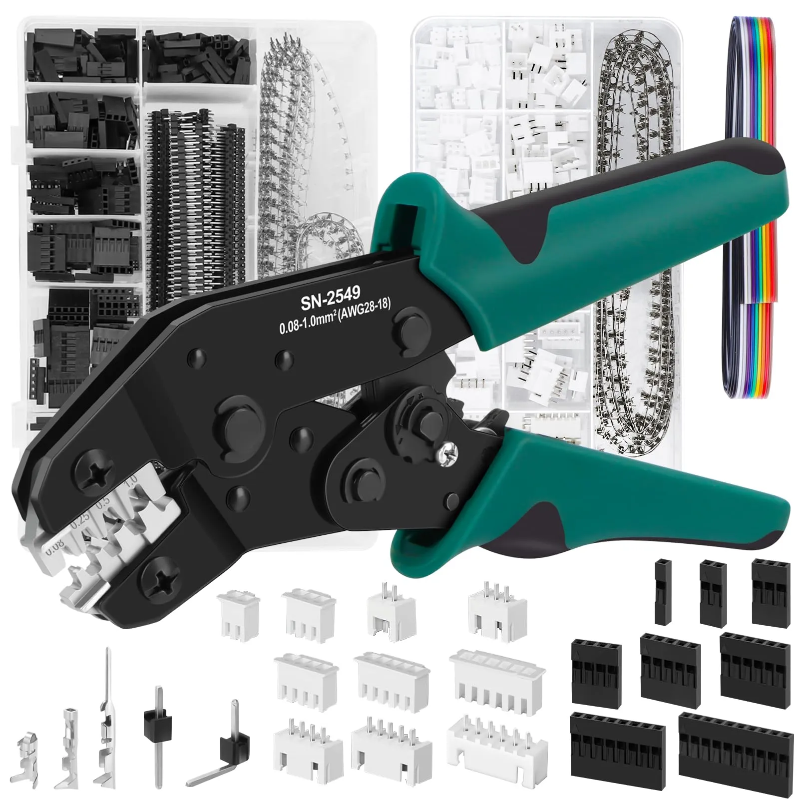 Kit Pinze Crimpatrici con Connettori Dupont e JST-XH, 1600 Pezzi