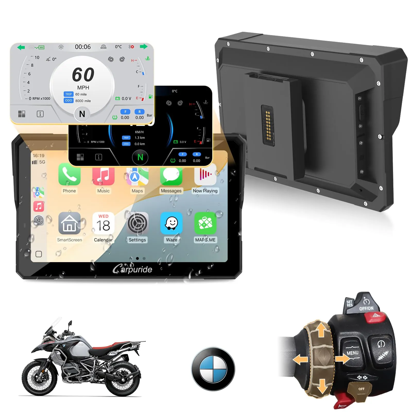 Carpuride W702BS Pro Moto Carplay con Wonder Wheel per BMW