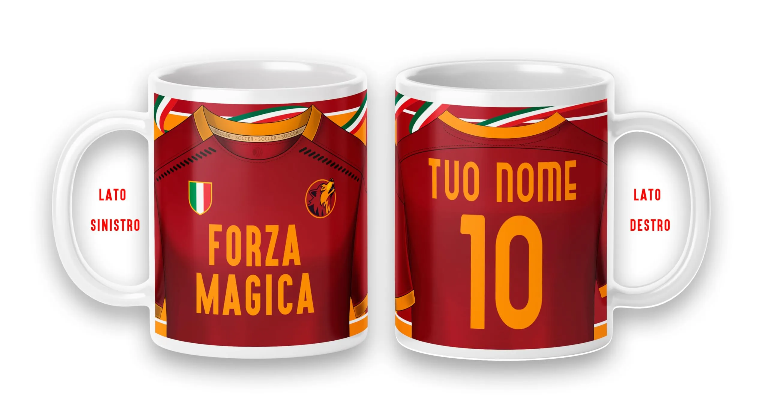 Tazza Mug Personalizzabile Tifoso - Forza Magica Cuore Giallorosso Love Rome