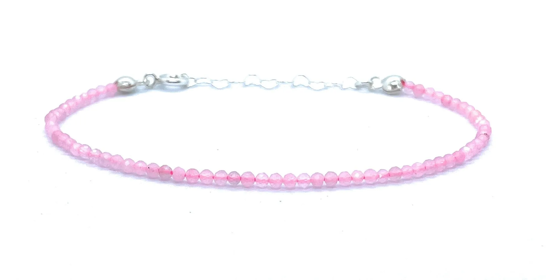 Bracciale in quarzo rosa regolabile