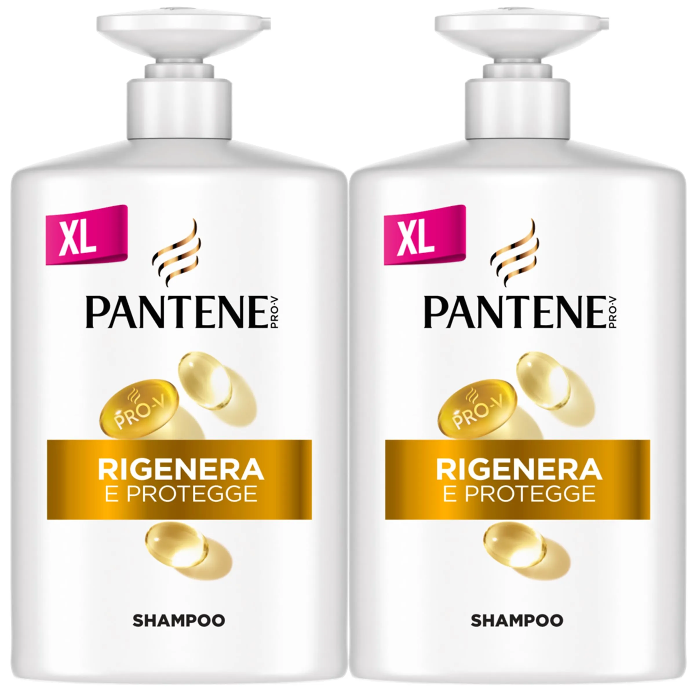 Pantene Pro-V Shampoo Rigenera E Protegge per Capelli Deboli, Secchi e Danneggiati, Formato Maxi Convenienza 2x1000 ml