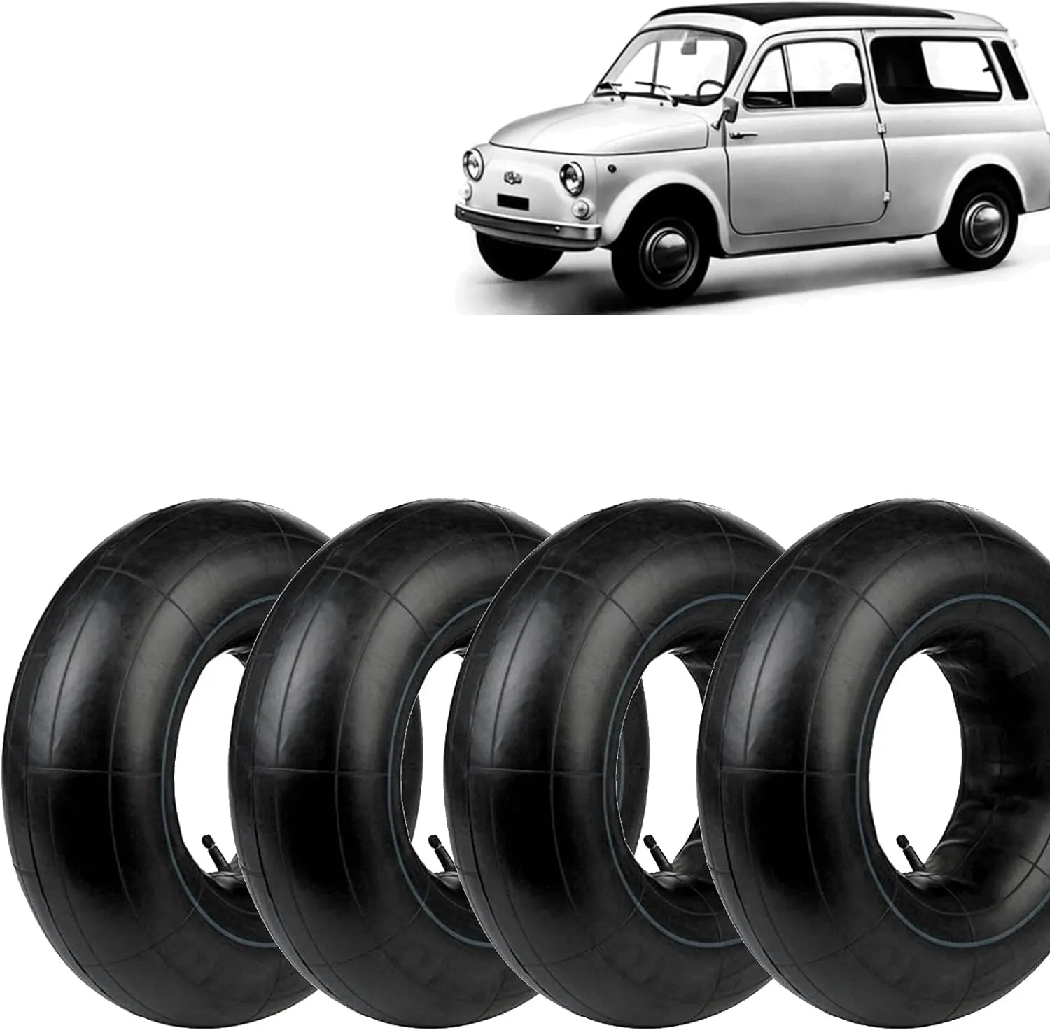 Kit 4 Camere d'Aria Ecovelò 125/135-12 TR13 per Fiat 500 Epoca, 126, Ape e Moto