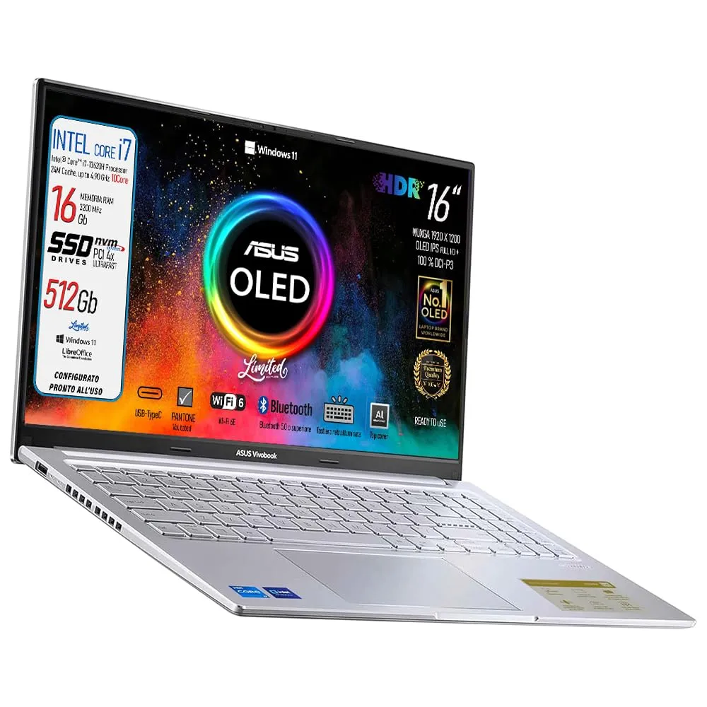 ASUS Vivobook 15 OLED (K3504VA-MA320W) - Notebook 15.6" 2.8K, Intel Core i7-1355U, 16GB RAM, 512GB SSD, Windows 11