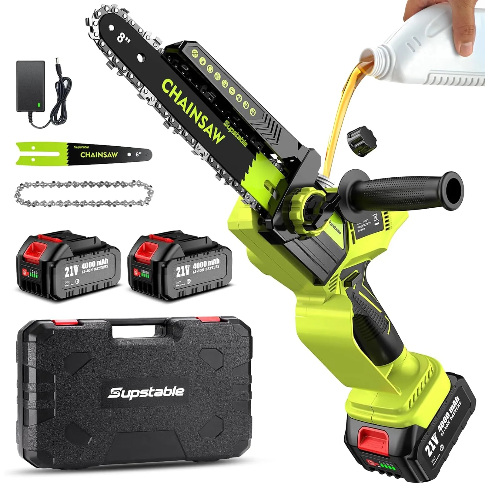 Supstable Mini Motosega a Batteria 8/6 Pollici