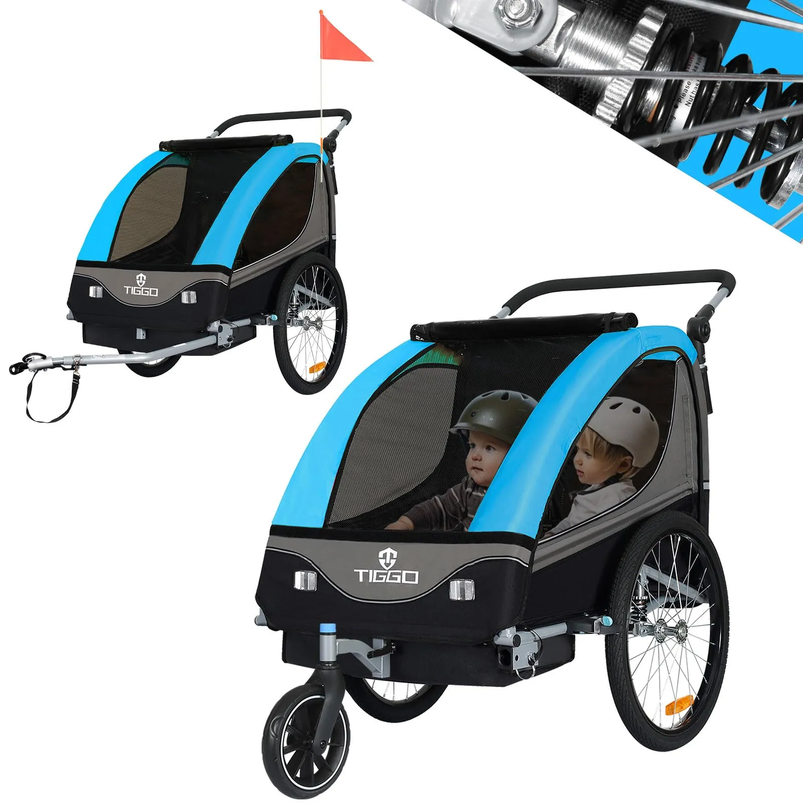 TIGGO World Rimorchio per Bicicletta e Jogger 2 in 1 per Bambini