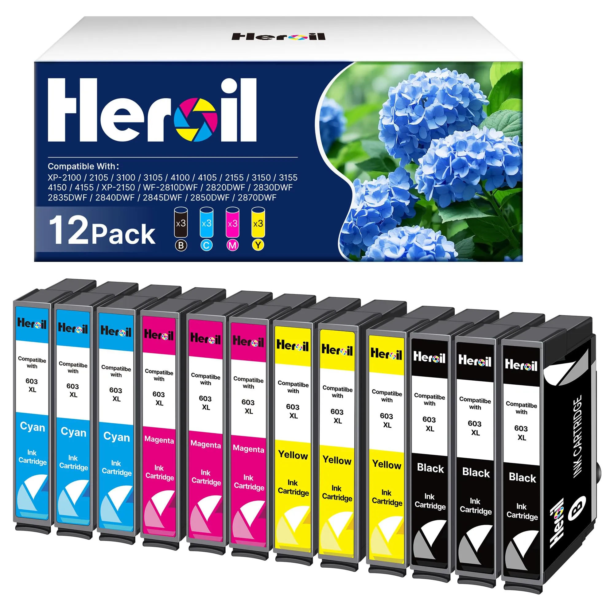 Heroil 603XL Compatibili - Cartucce Epson 603 XL Multipack (12 Pezzi)