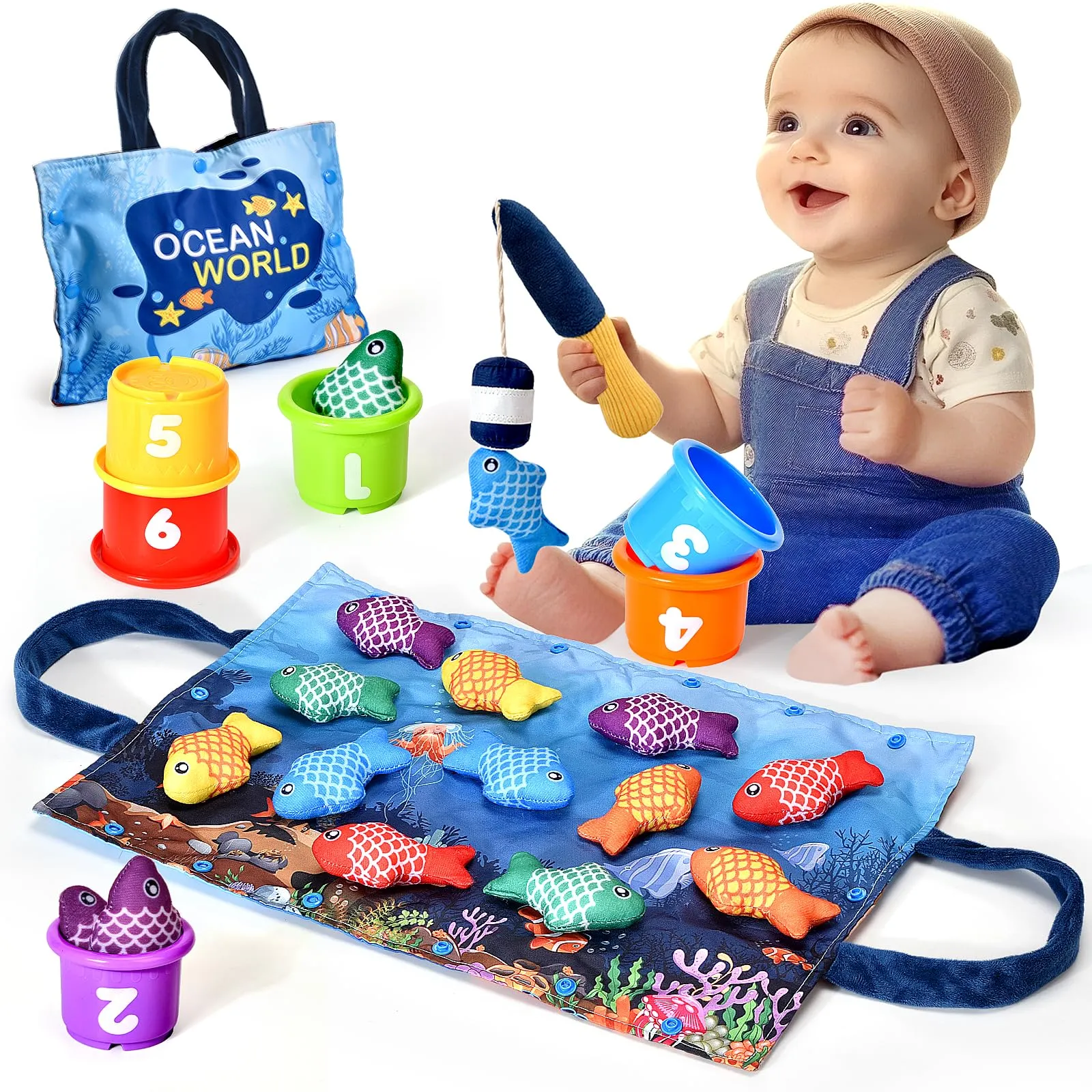 Yitical Giochi Bambini 1-2 Anni: Set Montessori Pesca Interattivo