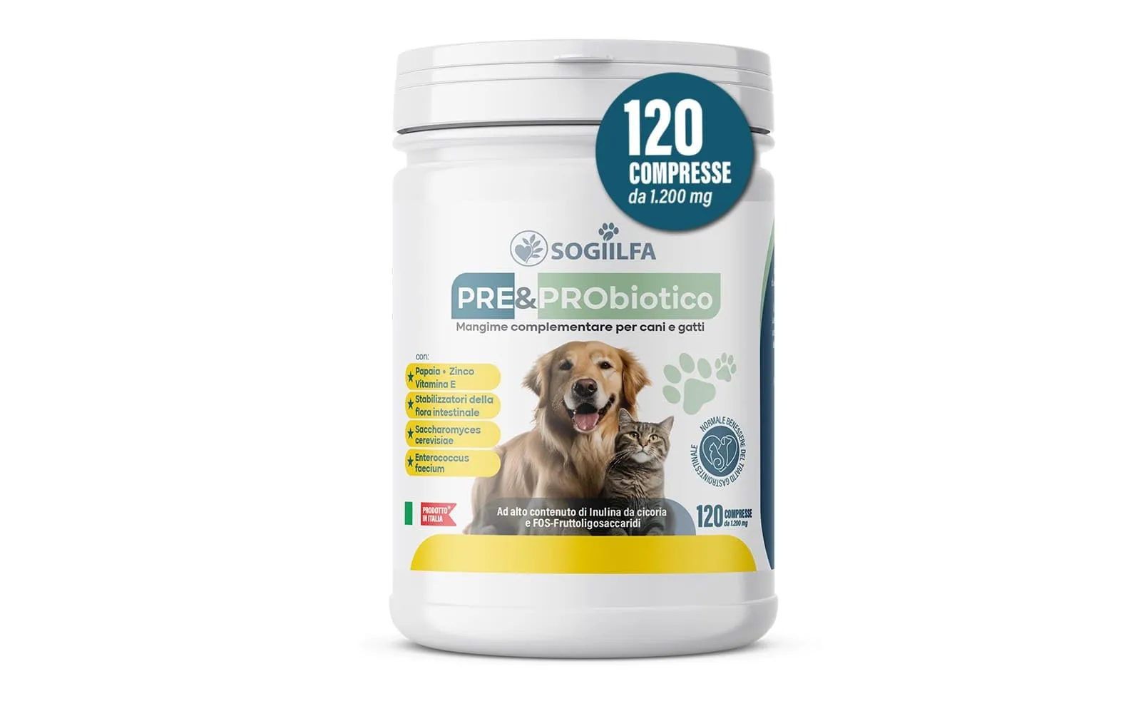 Integro Pet - Fermenti Lattici Probiotici per Cani e Gatti con Enzimi Digestivi