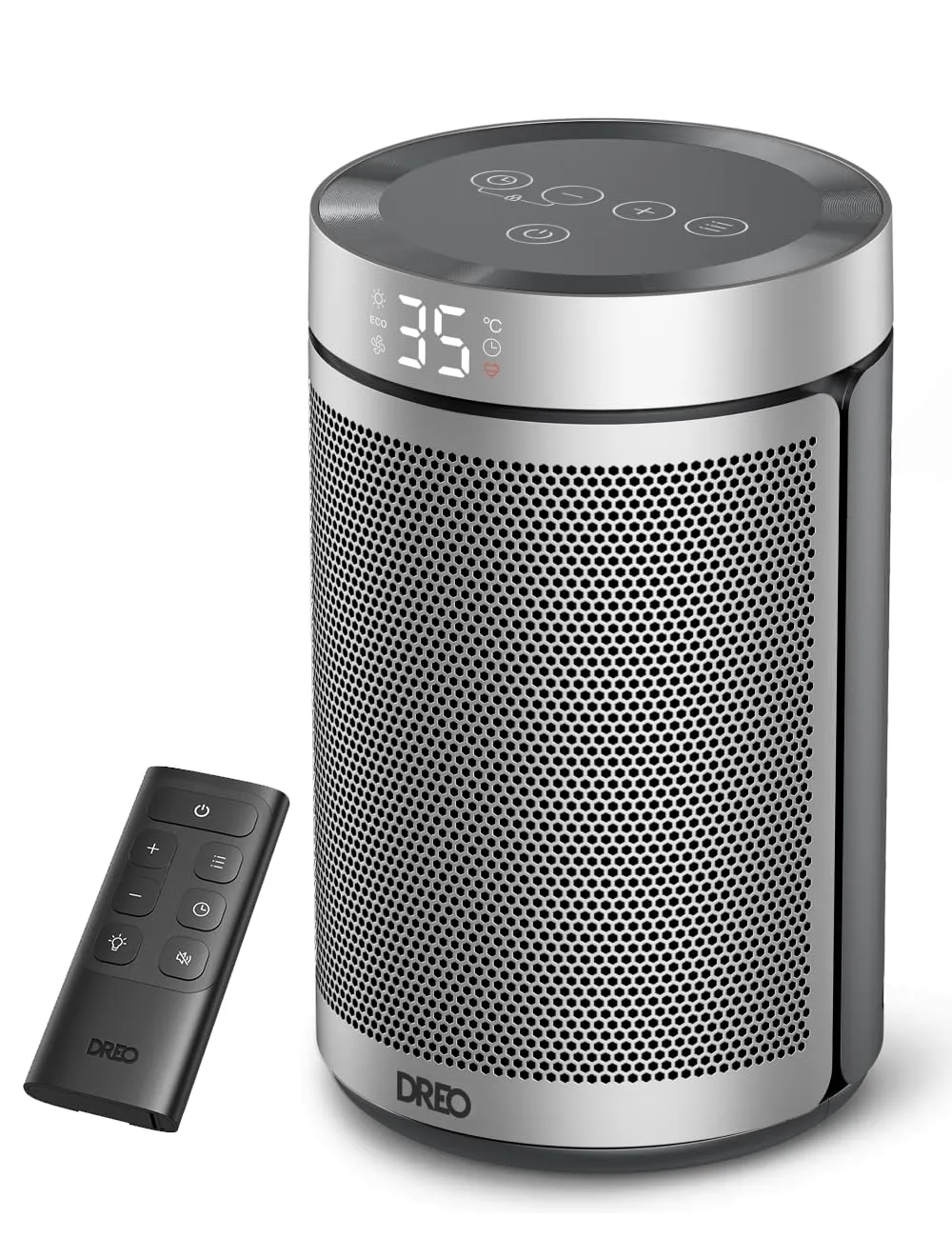 Dreo Termoventilatore Tower PTC, Risparmio Energetico, Telecomando, Oscillazione 90°, Silenzioso, Display LED