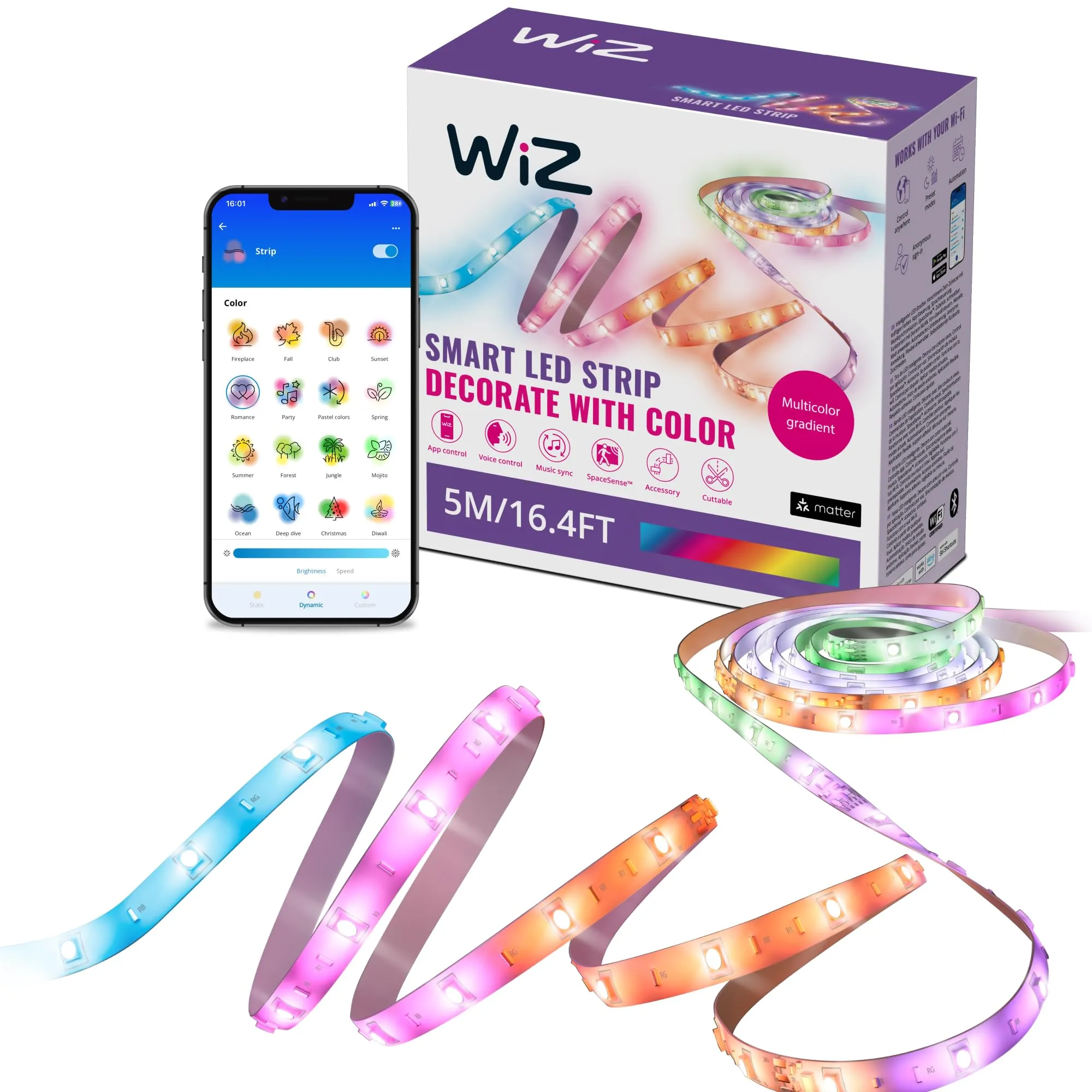 WiZ Striscia LED RGBIC 5m: Illumina il Tuo Mondo con Colore e Intelligenza