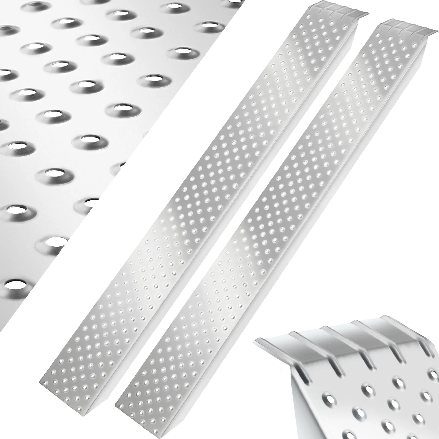 tectake Set di 2 Rampe di Carico Antiscivolo in Acciaio Zincato - 160 cm