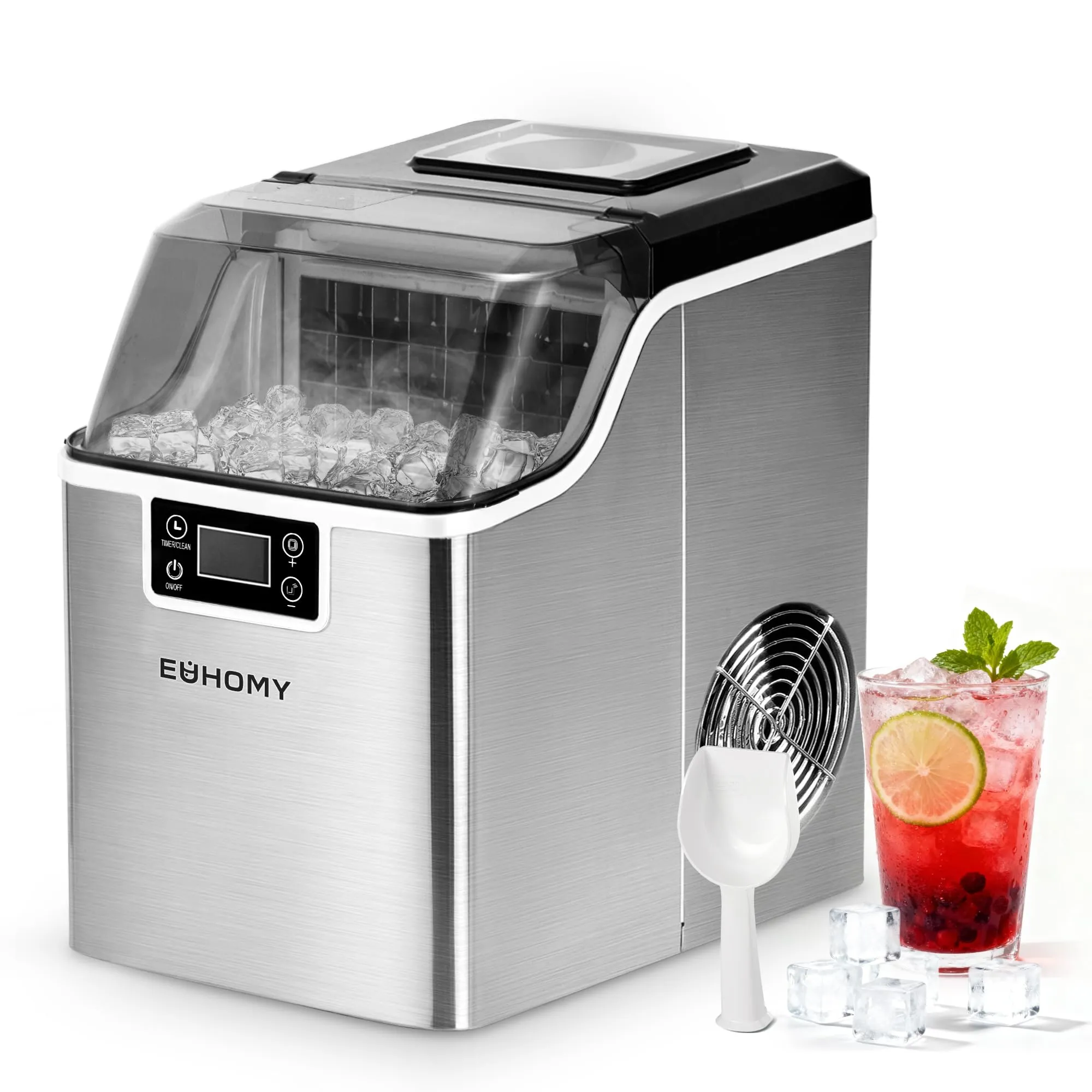 EUHOMY Macchina del Ghiaccio: 24 Cubetti in 13 Minuti per Casa, Ufficio, Campeggio