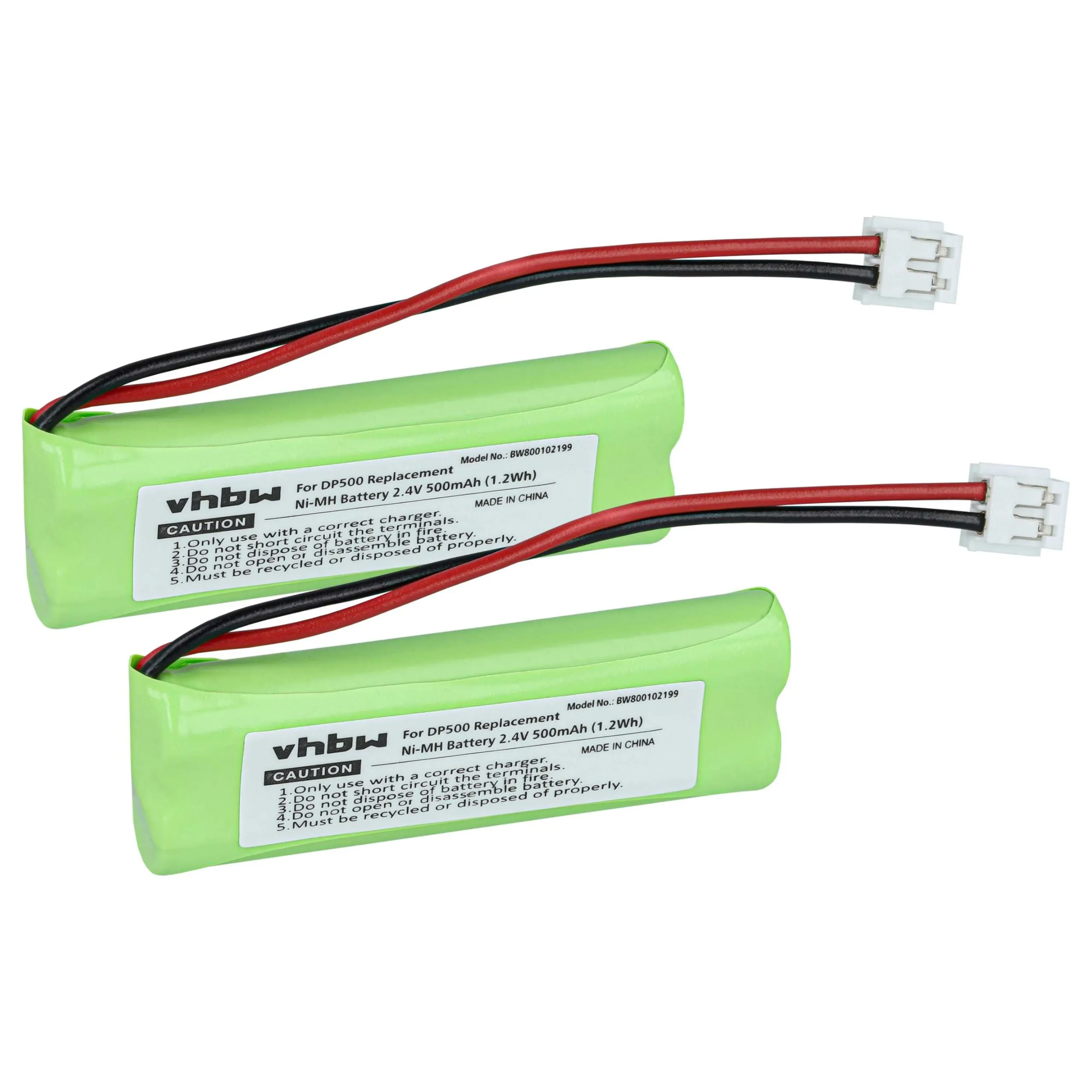 vhbw 2x Batteria NiMH 500mAh per Cordless Medion MD83242, MD83282