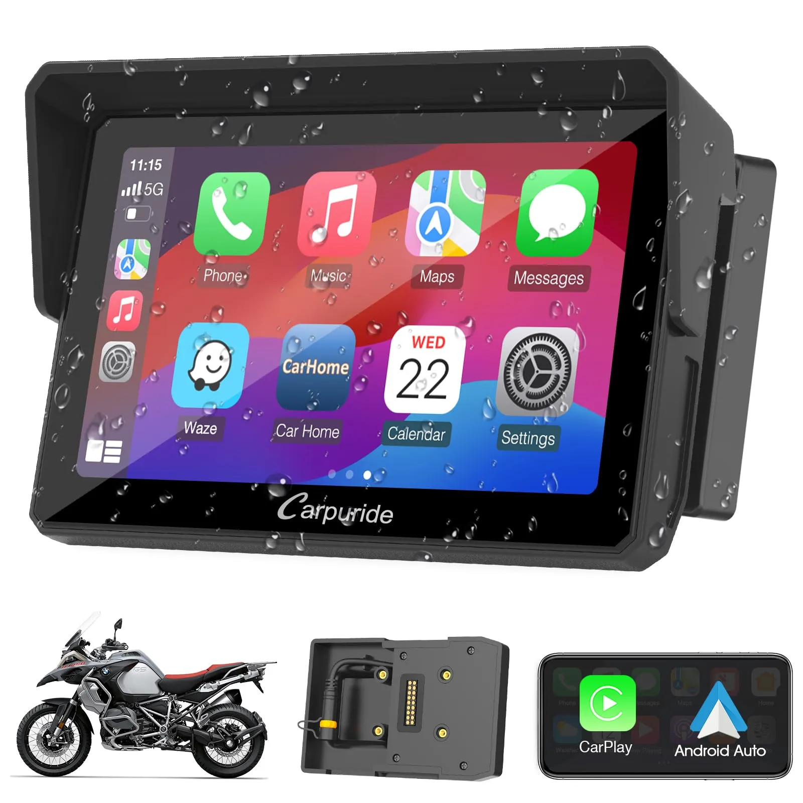 Carpuride W502B Schermo Carplay per Moto BMW