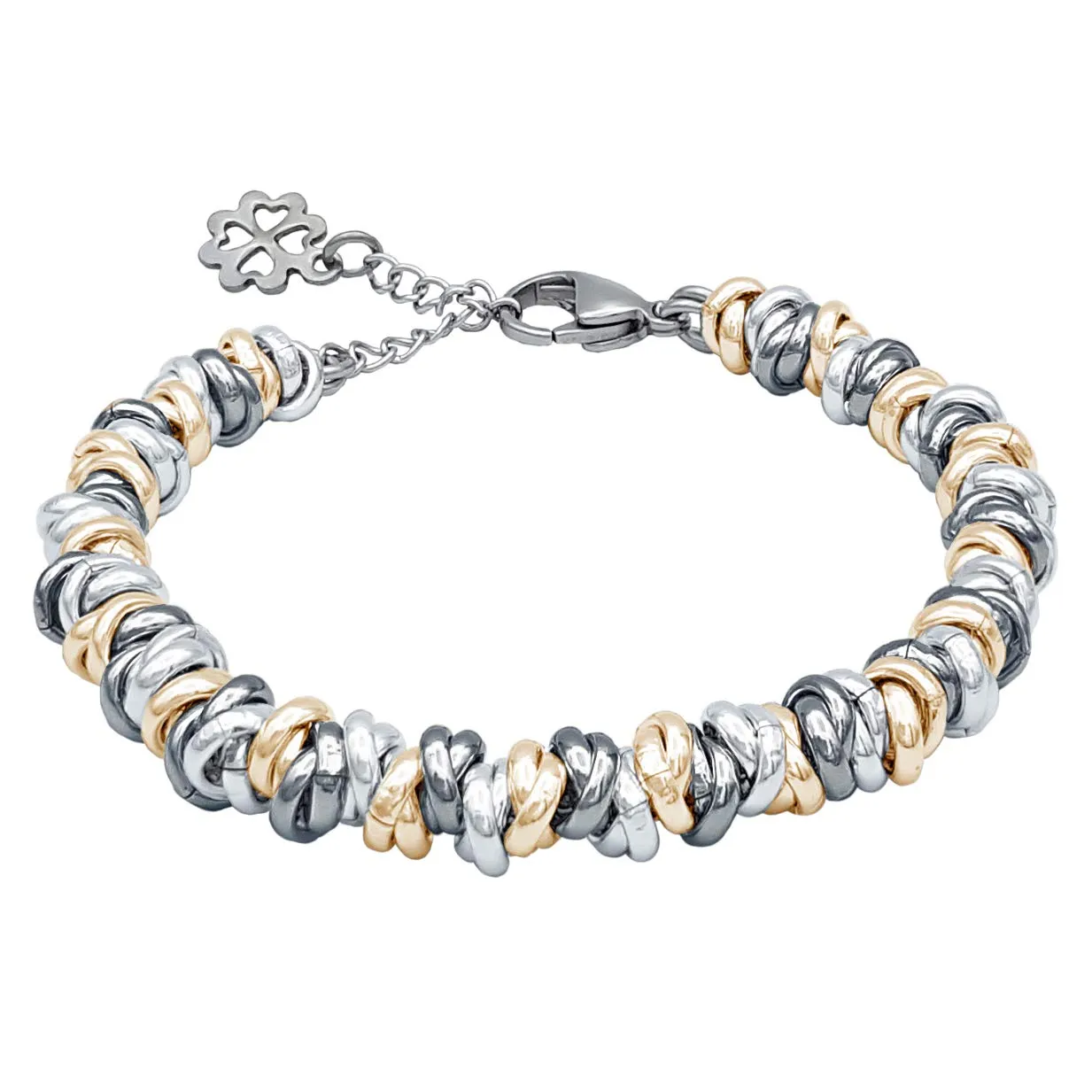 Bracciale regolabile con charm quadrifoglio portafortuna ParticolarModa
