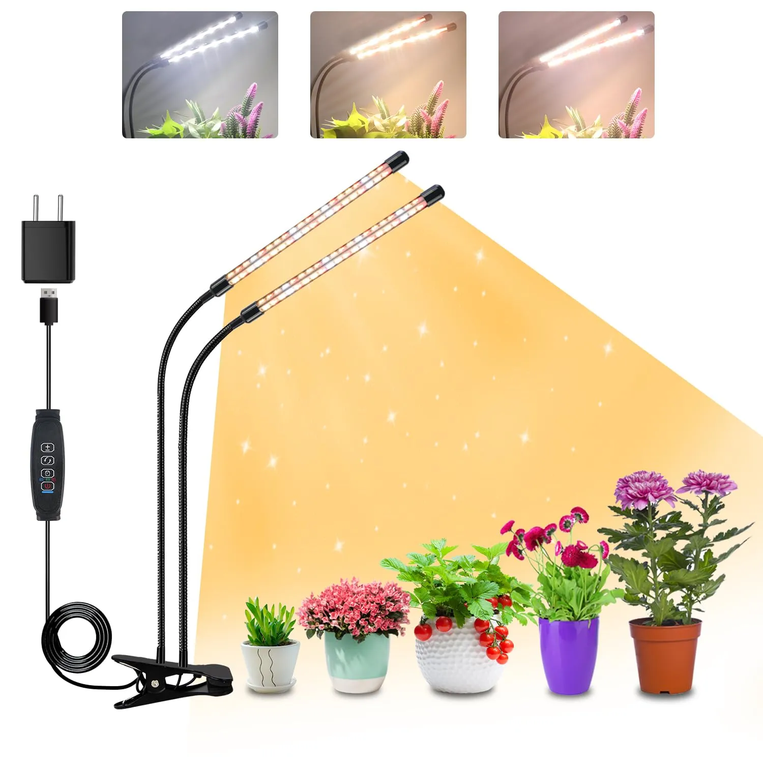Lampada per piante a LED a spettro completo con 2 teste