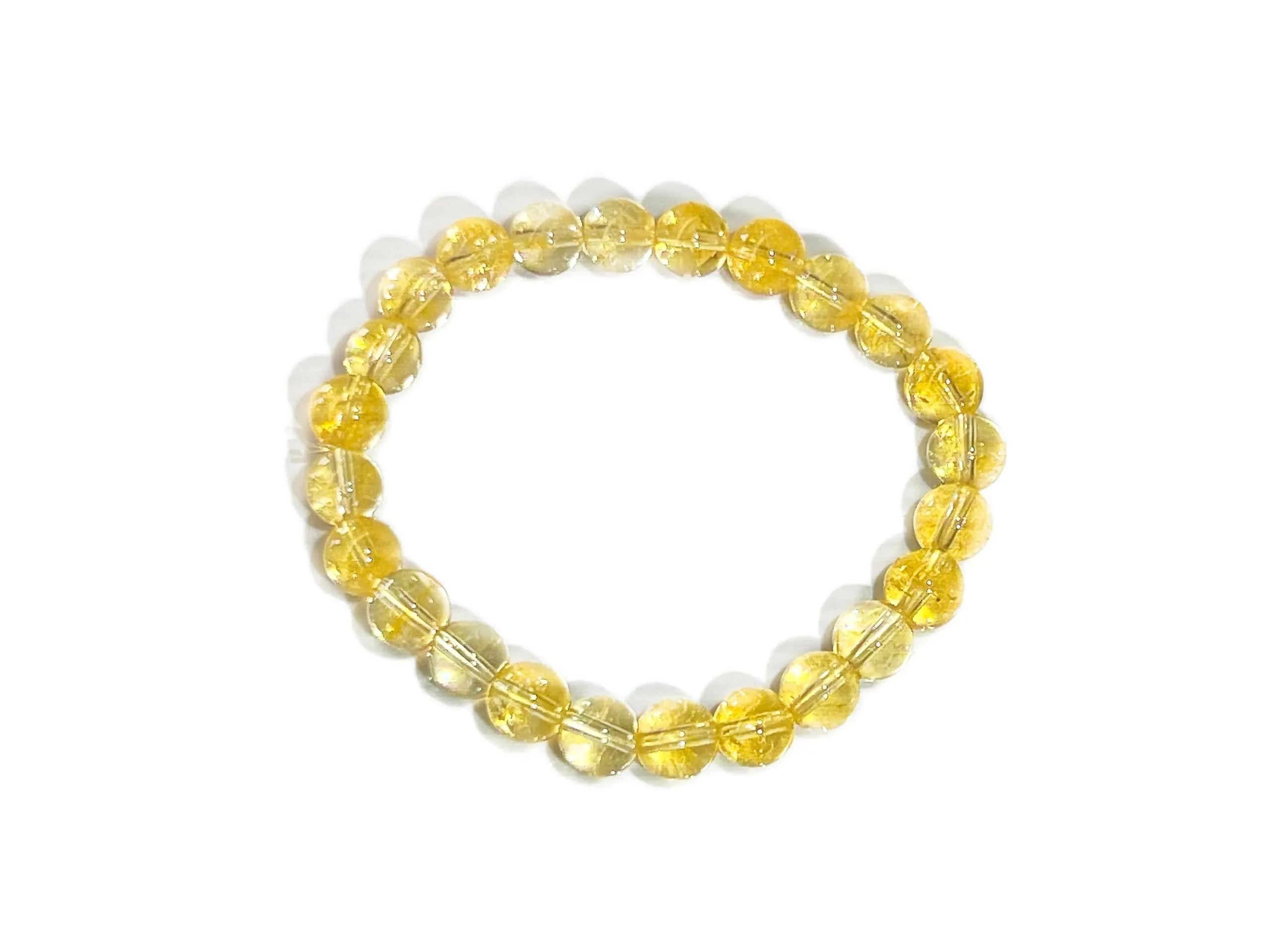 Bracciale Quarzo Citrino Unisex, Pietre Dure Naturali, Elastico 19 cm, Fatto a Mano
