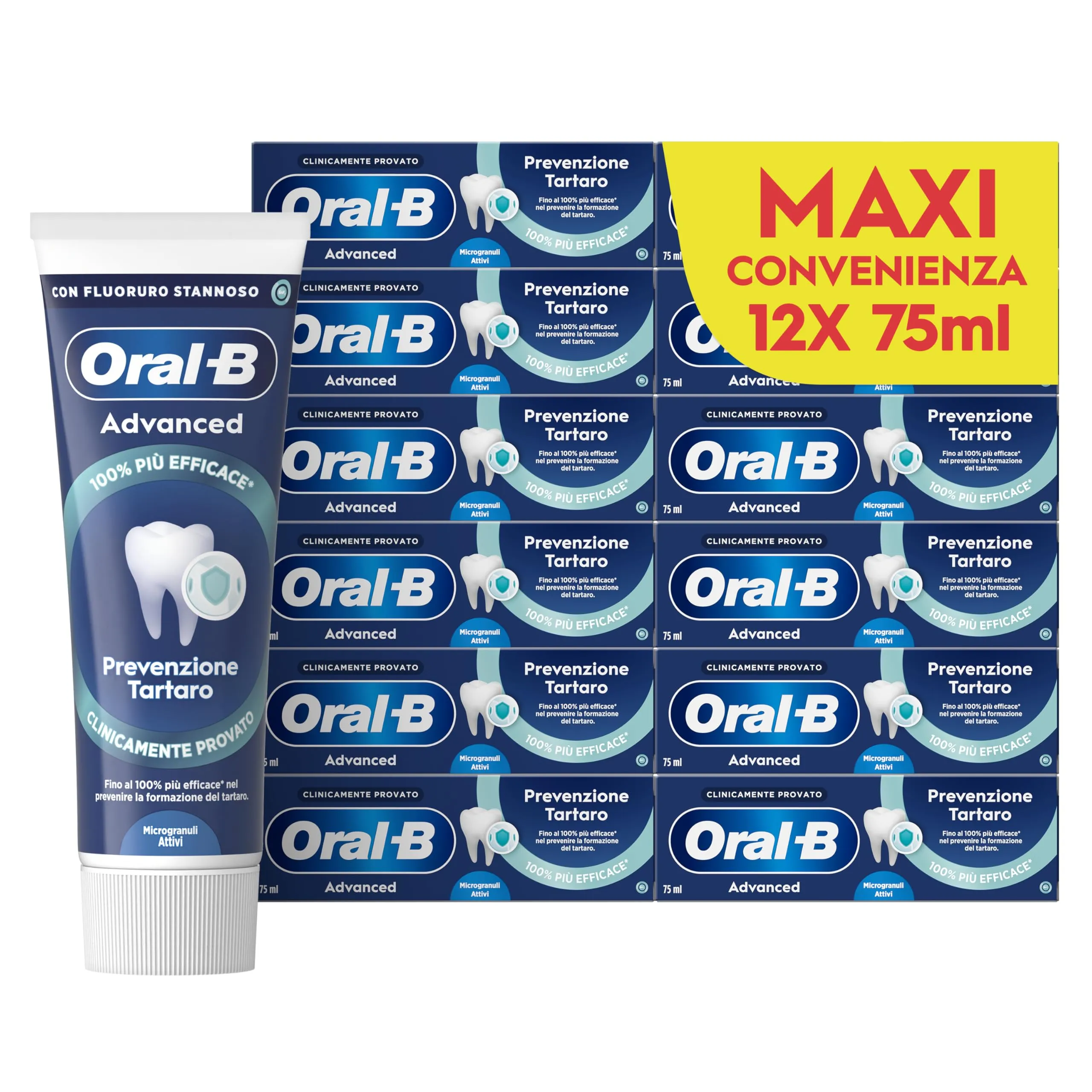 Oral-B Dentifricio Advanced Prevenzione Tartaro 12x75ml
