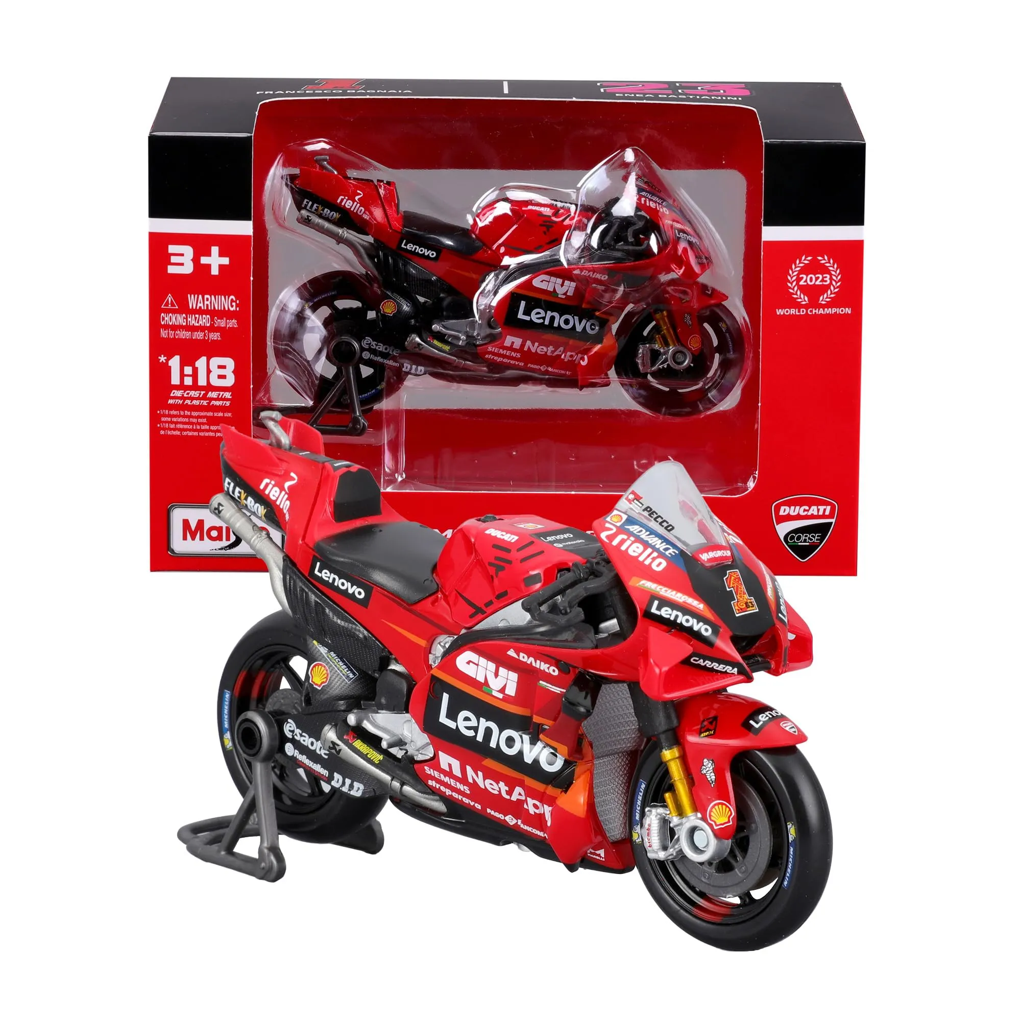 Maisto Ducati Lenovo Team 2023 Bagnaia #1 Modellino Moto 1:18