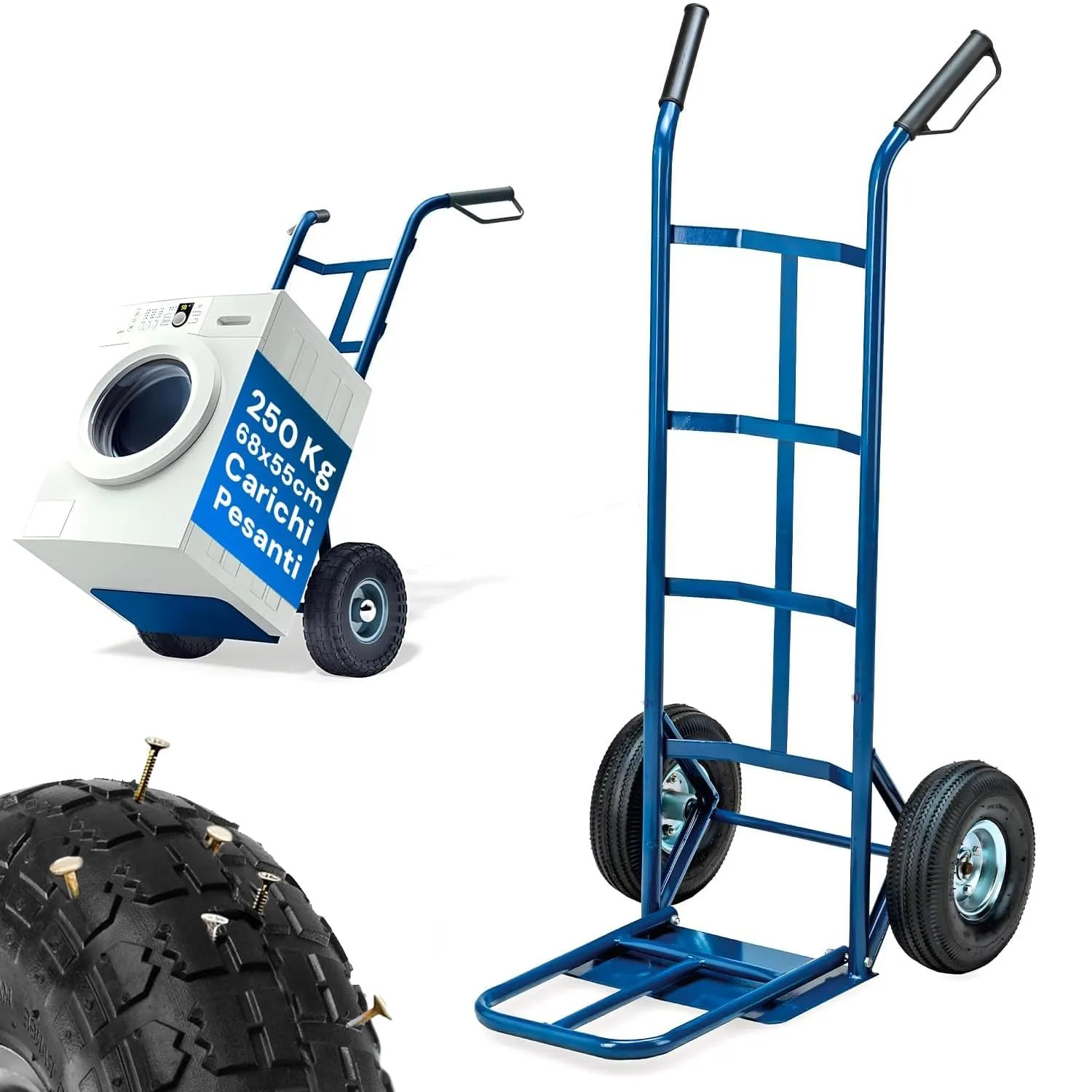 Carrello Portapacchi Pieghevole Professionale 250kg - Blu