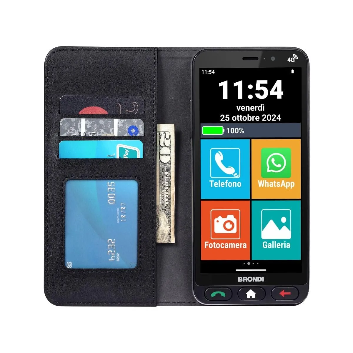 Brondi Amico Vero 4G Nero con Flip Cover