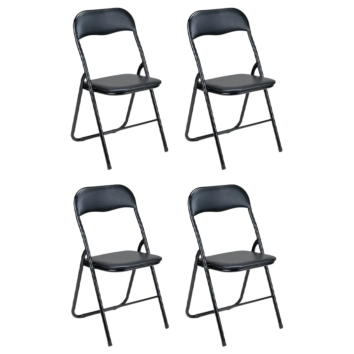 Gremium Set 4 Sedie Pieghevoli con Cuscino in Ecopelle a Doppia Imbottitura