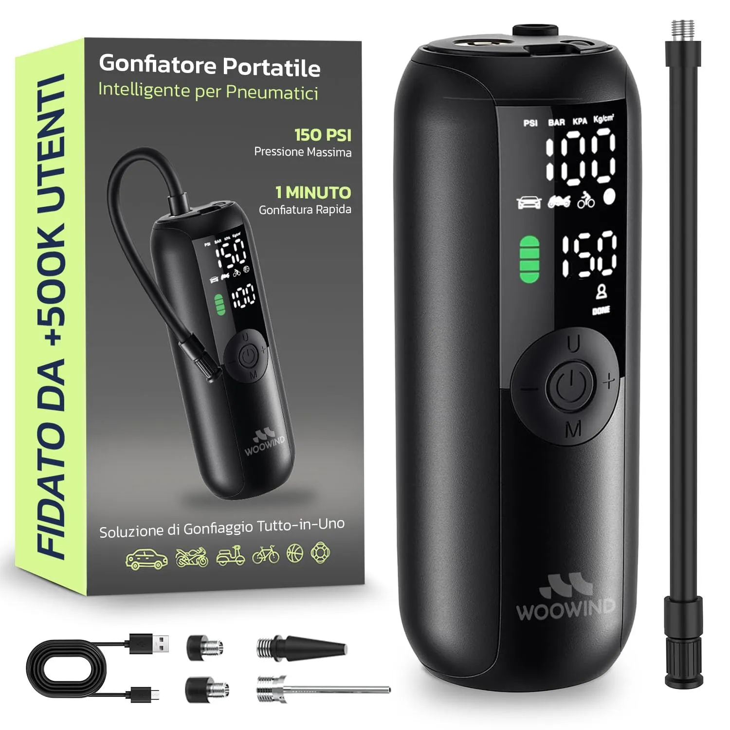 Woowind LP1 Compressore Aria Portatile Elettrico 150PSI