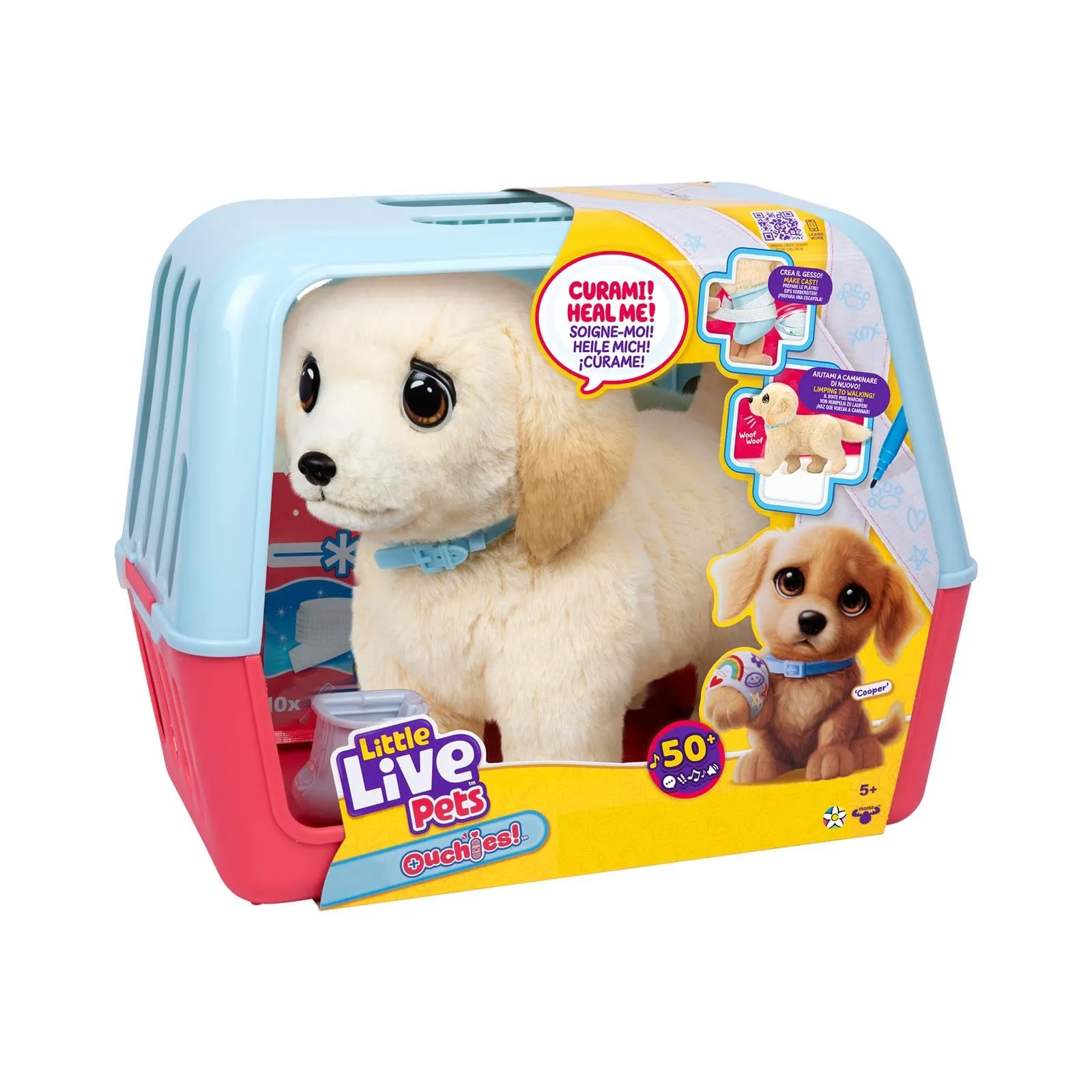 Rocco Giocattoli Little Live Pets - Ouchies Cooper, Cagnolino Peluche Interattivo