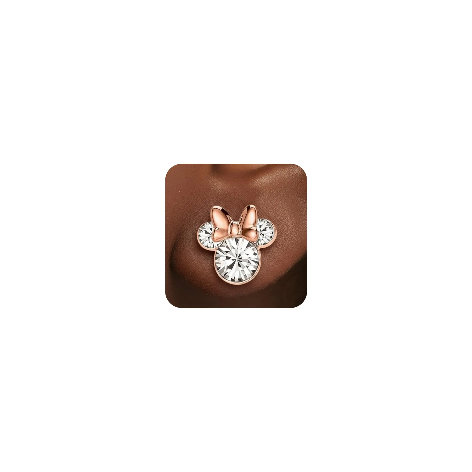 Orecchini Minnie Mouse a Bottone con Pietra Portafortuna Disney