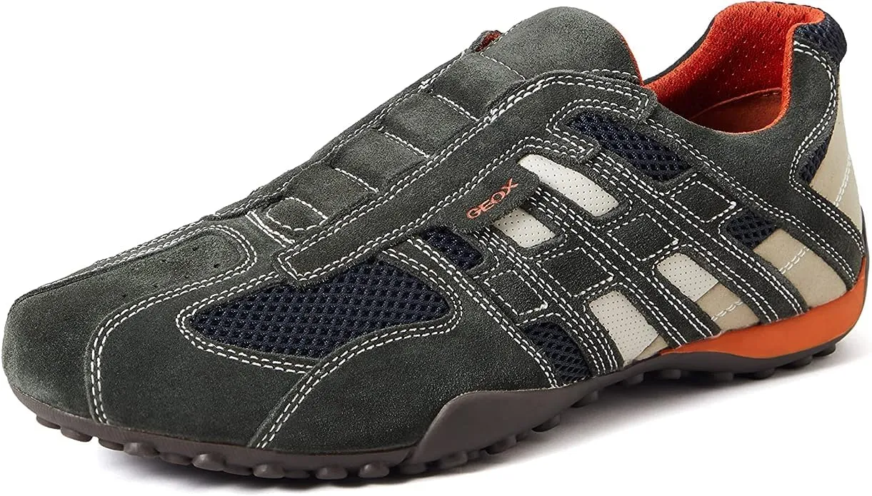 Geox Uomo Snake L, Sneakers Uomo, Grigio Dk Grey Off White, 44 EU
