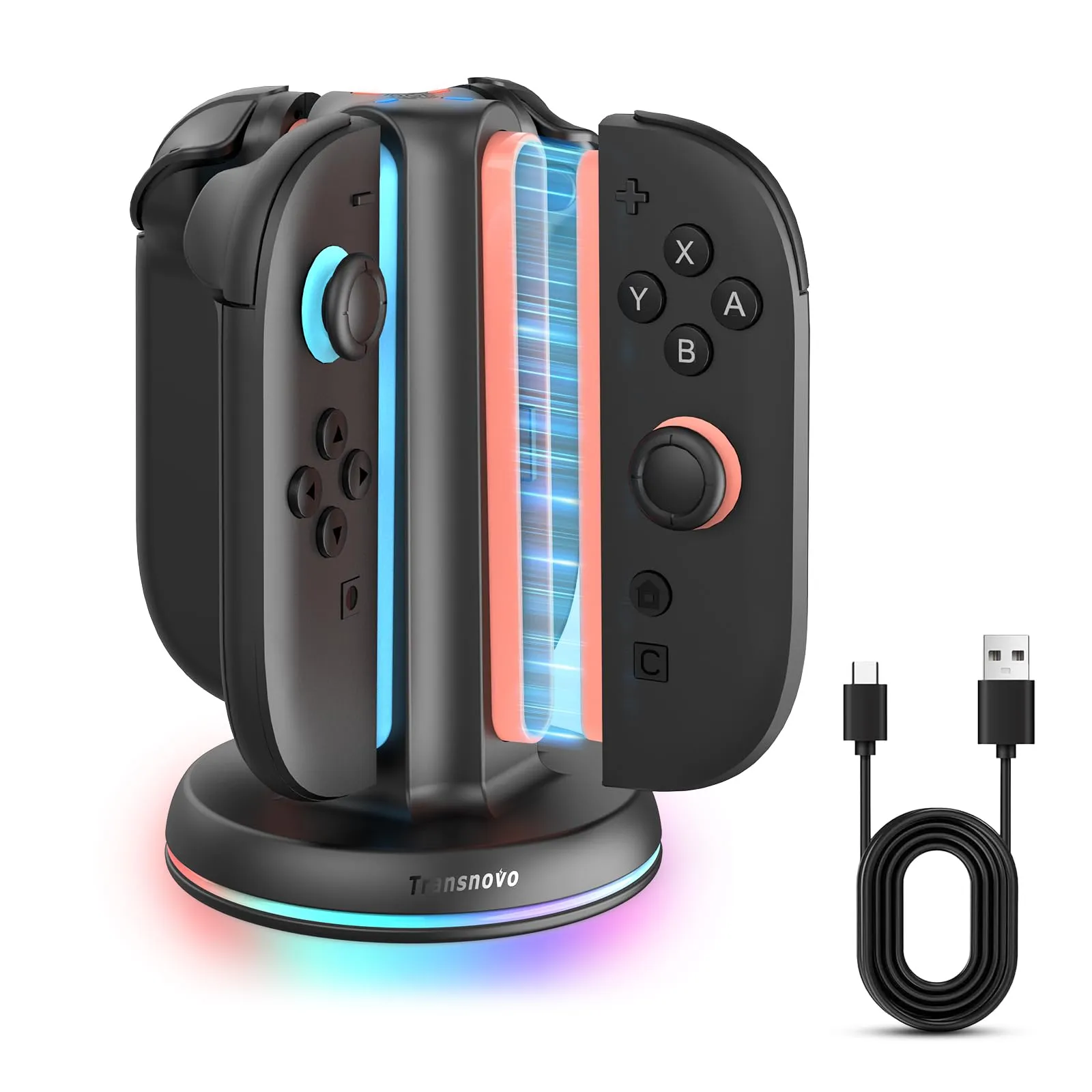 TRANSNOVO Caricatore 4 in 1 per Nintendo Switch 2